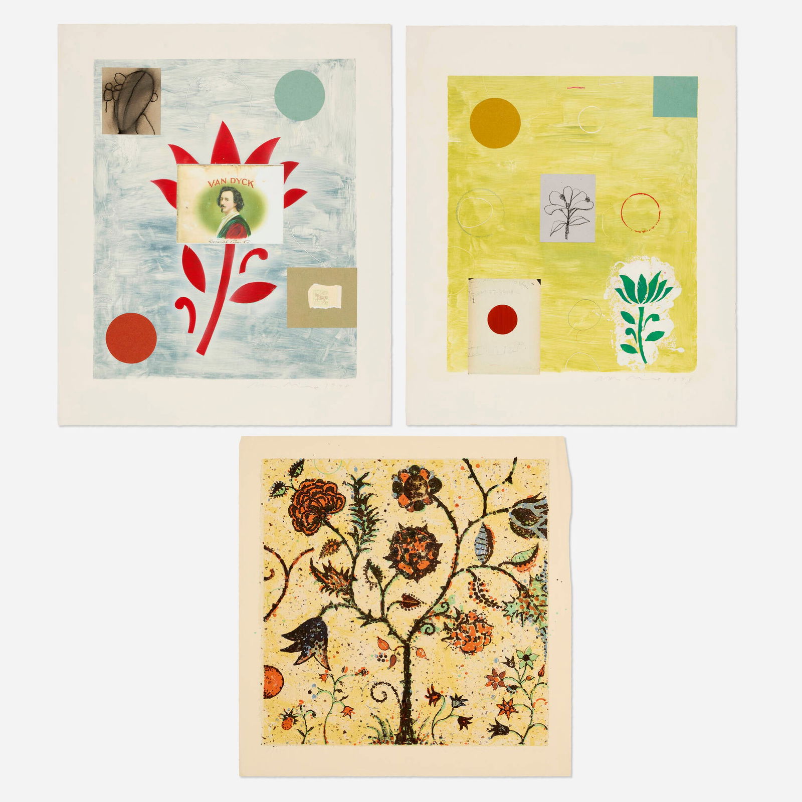 Dan Rizzie, Three works: Dan Rizzie Three works 1998lithograph in colors; lithograph in colors with collage elements 30 h x 29.25 w in (76 x 74 cm) 35.25 h x 29.25 w in (90 x 74 cm) 35.25 h x 29.25 w in (90 x 74 cm)