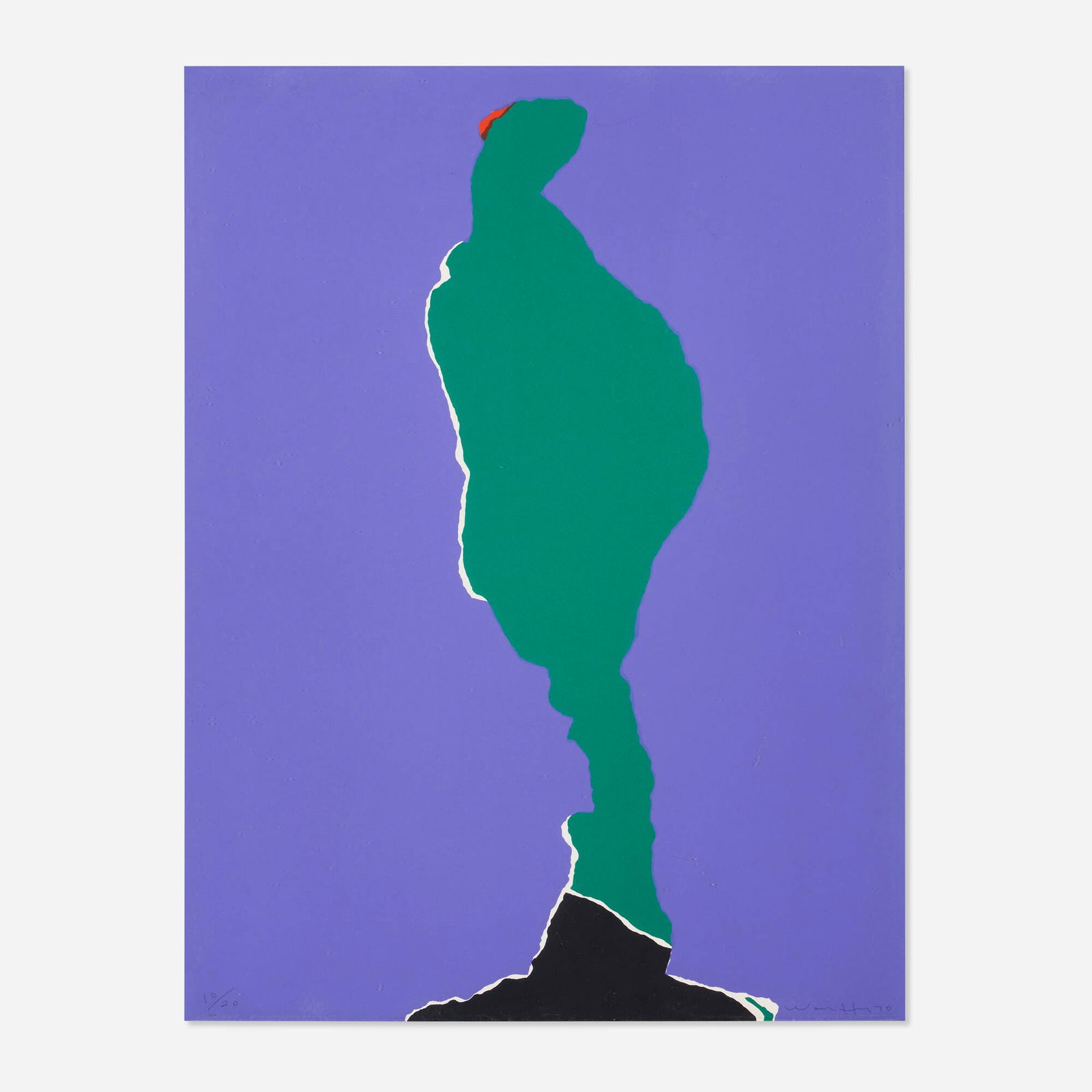 Emerson Woelffer, Figure (Purple): Emerson Woelffer Figure (Purple) 1970lithograph in colors on BFK Rives 23.75 h x 18 w in (60 x 46 cm) Signed, dated and numbered to lower edge '10/20 Woelffer 70' with printer's and publisher'