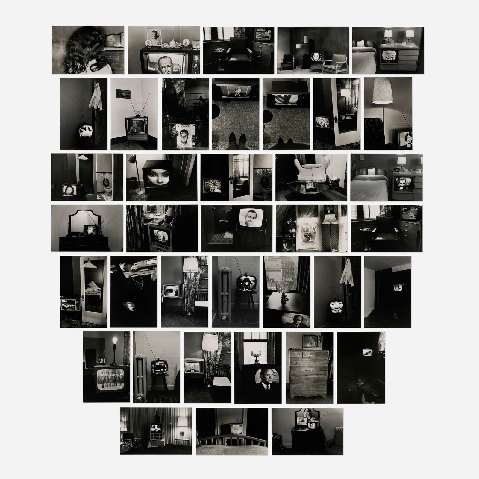 Lee Friedlander, The Little Screens: Lee Friedlander The Little Screens 1961-70 / printed latergelatin silver print image (largest): 8.625 h x 13 w in (22 x 33 cm) image (smallest): 8.5 h x 11 w in (22 x 28 cm) sheet (each): 11 h