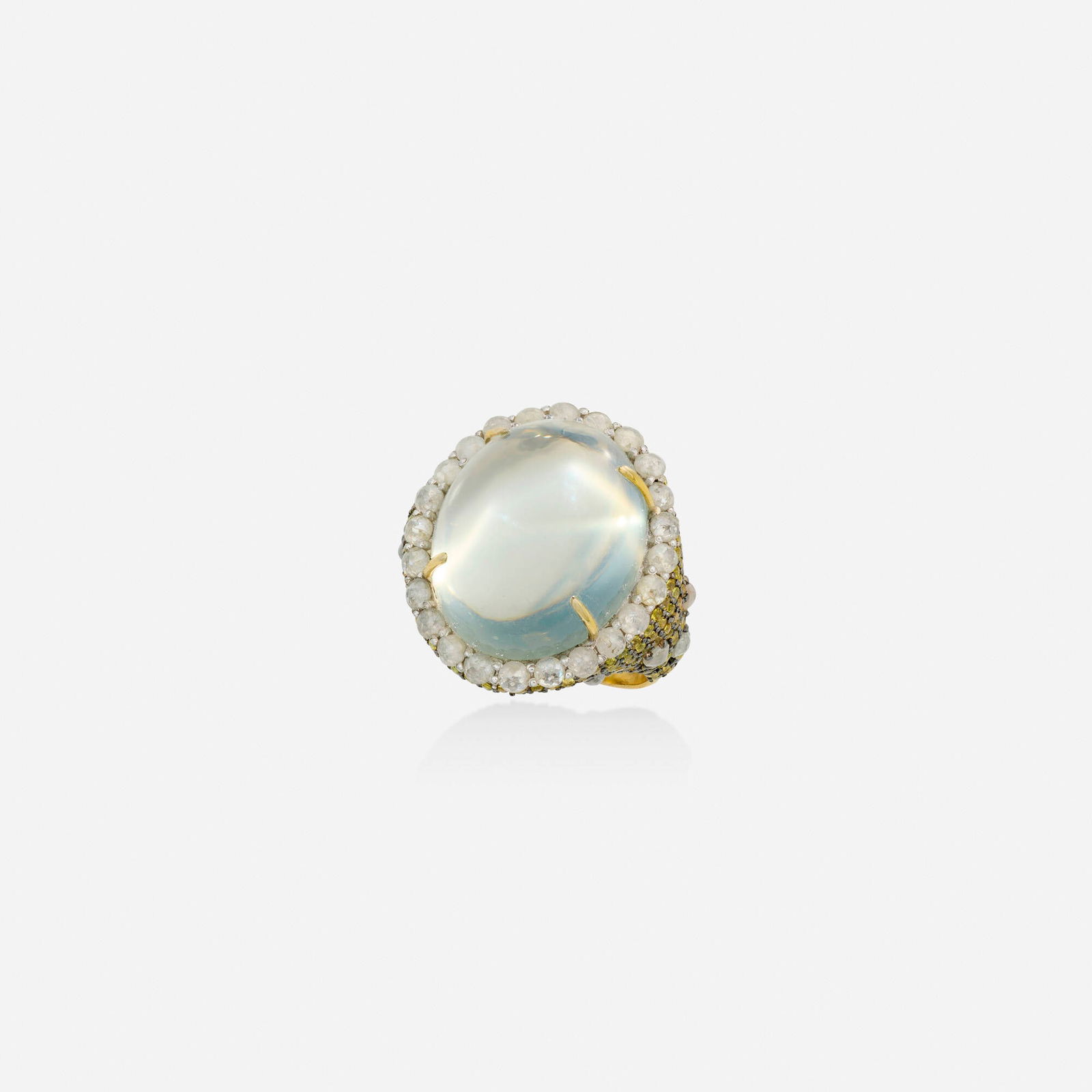 Cat's eye moonstone, sapphire, and diamond ring (1 of 2)