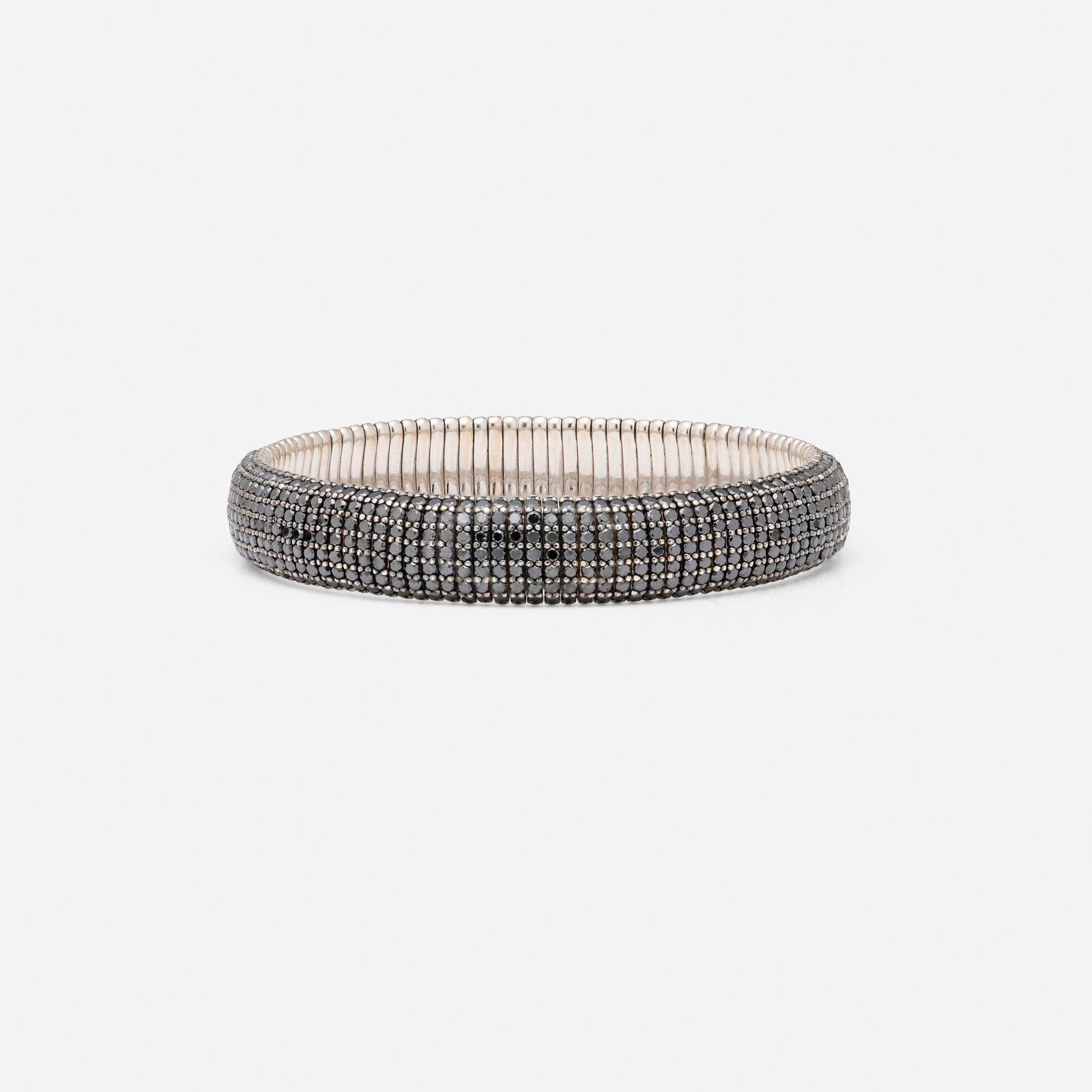 Italian, Black diamond and white gold bangle bracelet (1 of 2)