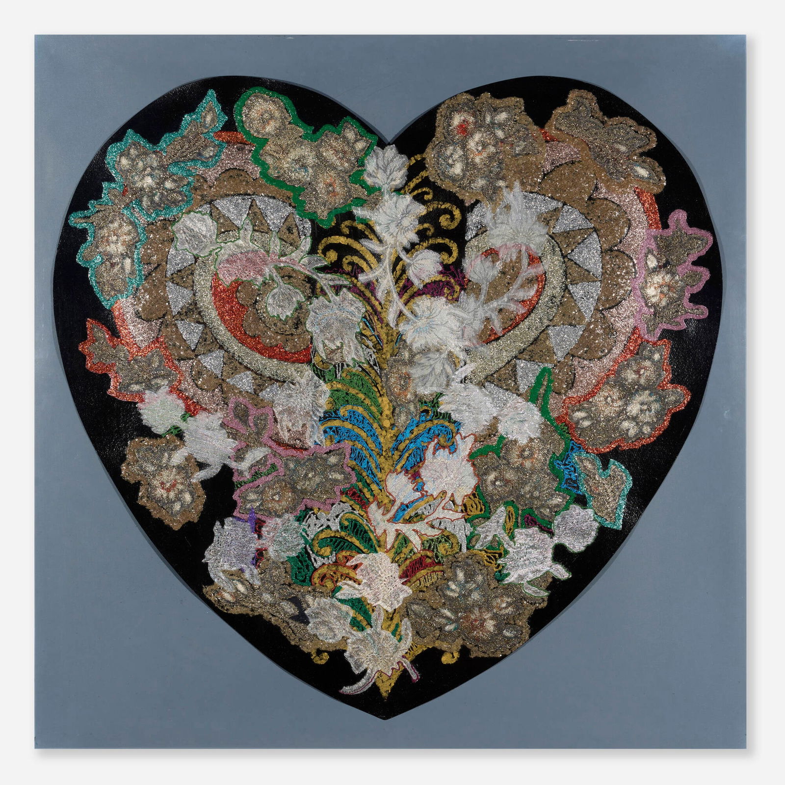 Miriam Schapiro, Untitled: Miriam Schapiro Untitled c. 1982acrylic, fabric collage and mixed media on card 35 h x 36 w in (89 x 91 cm) Provenance: Grippi Gallery, Inc., New York | Private Collection