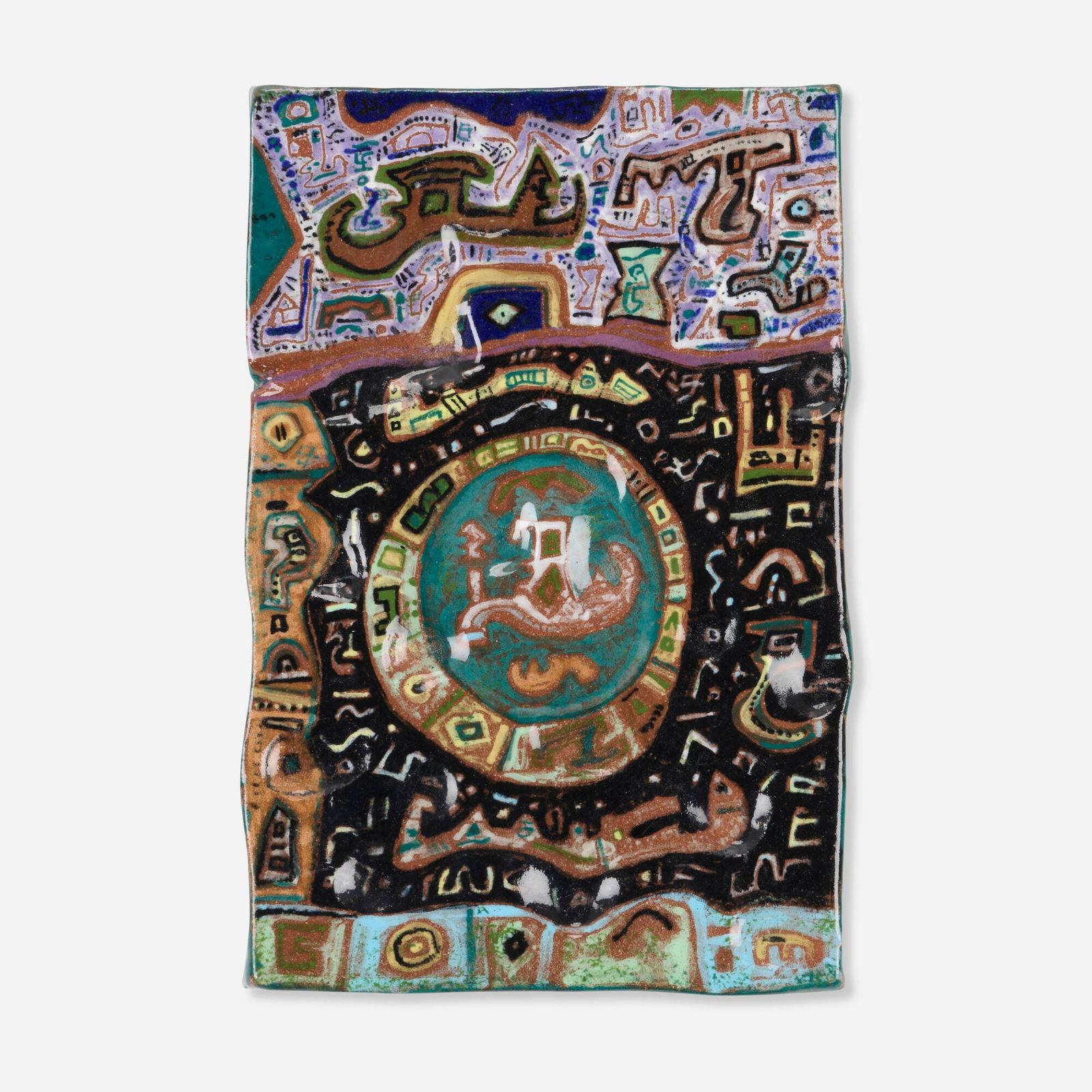 Ynez Johnston, Untitled: Ynez Johnston Untitled glazed ceramic 11.125 h x 7.5 w x 0.75 d in (28 x 19 x 2 cm) Signed and inscribed to verso '20 Ynez Johnston'. Provenance: Acquired directly from the a