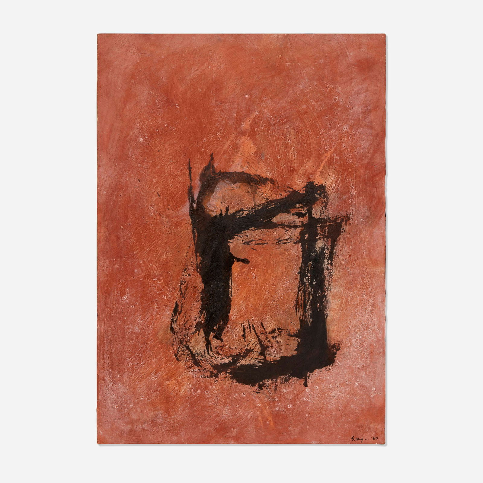 Cleve Gray, Roman Walls #29: Cleve Gray Roman Walls #29 1980mixed media on canvas 39.25 h x 28 w in (100 x 71 cm) Signed and dated to lower right 'Gray 80'. Signed, titled and dated to verso 'Gray '80 Roman Walls #29'.