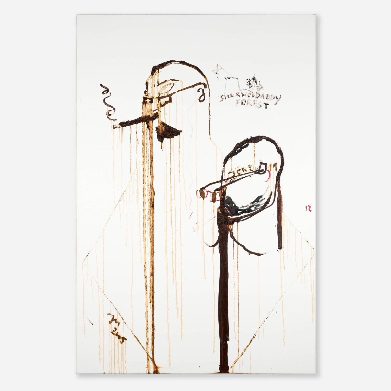 Jonathan Meese, Jorg Immendorff (Die Medusa des Parteijuhrens): Jonathan Meese Jorg Immendorff (Die Medusa des Parteijuhrens) 2005oil on canvas 82.5 h x 55 w in (210 x 140 cm) Signed and dated to lower left 'Jm 2005'. Signed, titled and dated to verso 'Jor