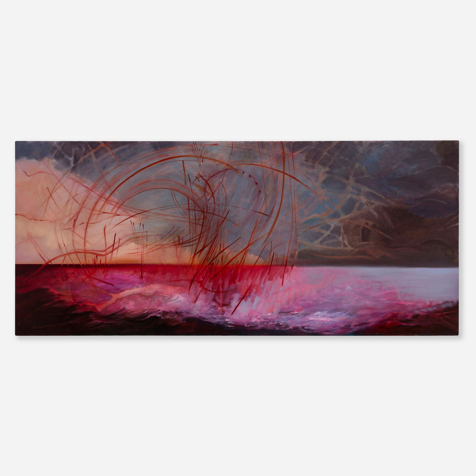 Ciel Bergman, Good, Wild, Sacred #650 (Memory of Mondrian's Tree): Ciel Bergman Good, Wild, Sacred #650 (Memory of Mondrian's Tree) 1989oil on canvas 48 h x 108 w x 2 d in (122 x 274 x 5 cm) Signed, titled and dated to verso 'Good, Wild, Sacred #650 (Memory o