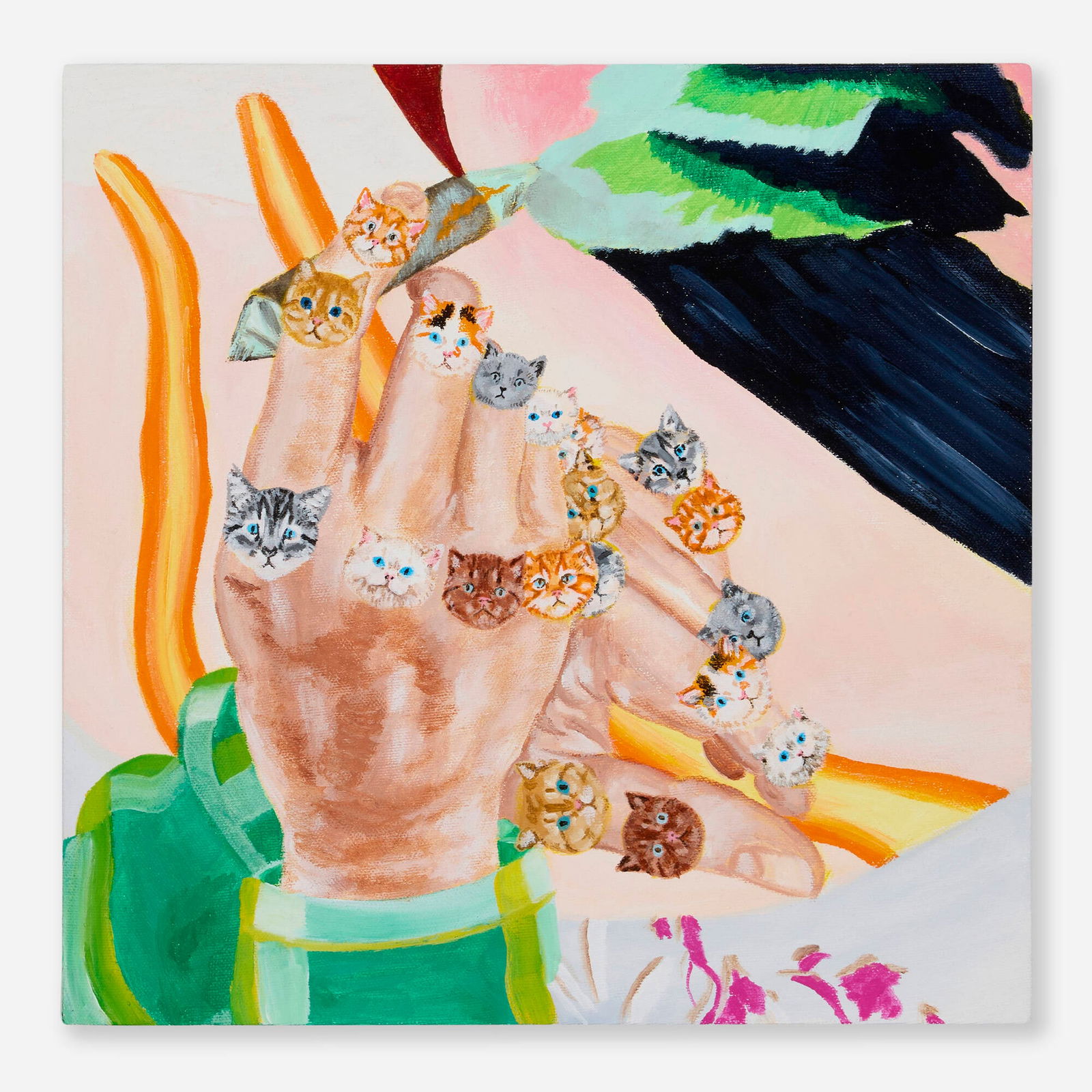 Margot Bird, Eliot's Knuckles (Elliot Greenwald): Margot Bird Eliot's Knuckles (Elliot Greenwald) 2022acrylic on canvas 12 h x 12 w in (30 x 30 cm) Signed, titled and dated to verso 'Elliot Greenwald Margot Bird 2022'. Provenan