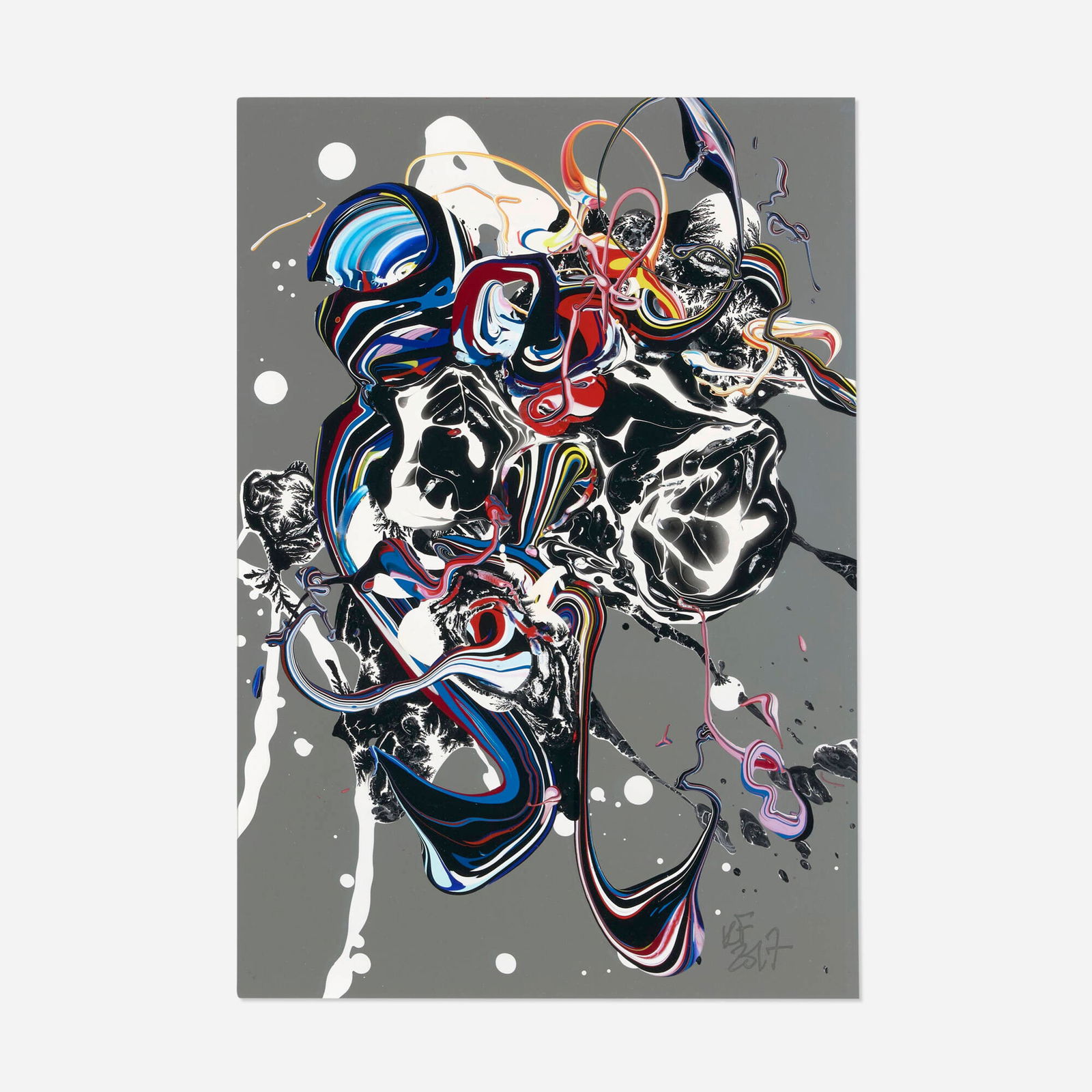 Katrin Fridriks, Silver Skylander: Katrin Fridriks Silver Skylander 2017acrylic on reflective paper sight: 12.5 h x 8.5 w in (32 x 22 cm) Signed and dated to lower right 'KF 2017'. Sold with a certificate of authenticity from