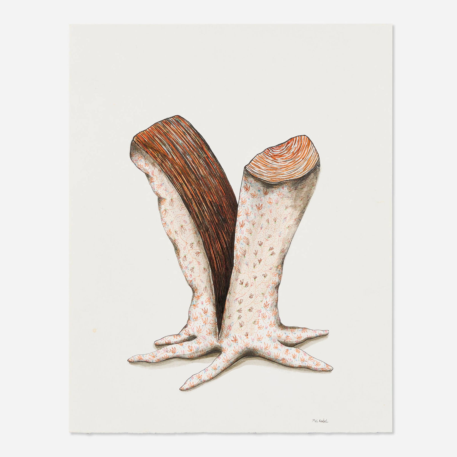 Mel Kadel, Stumpted 1: Mel Kadel Stumpted 1 2006ink, pen and paper collage on paper 10 h x 8 w in (25 x 20 cm) Signed to lower right 'Mel Kadel'. Signed, titled and dated to backing board 'Stumpted 1 2006 Mel Kadel'