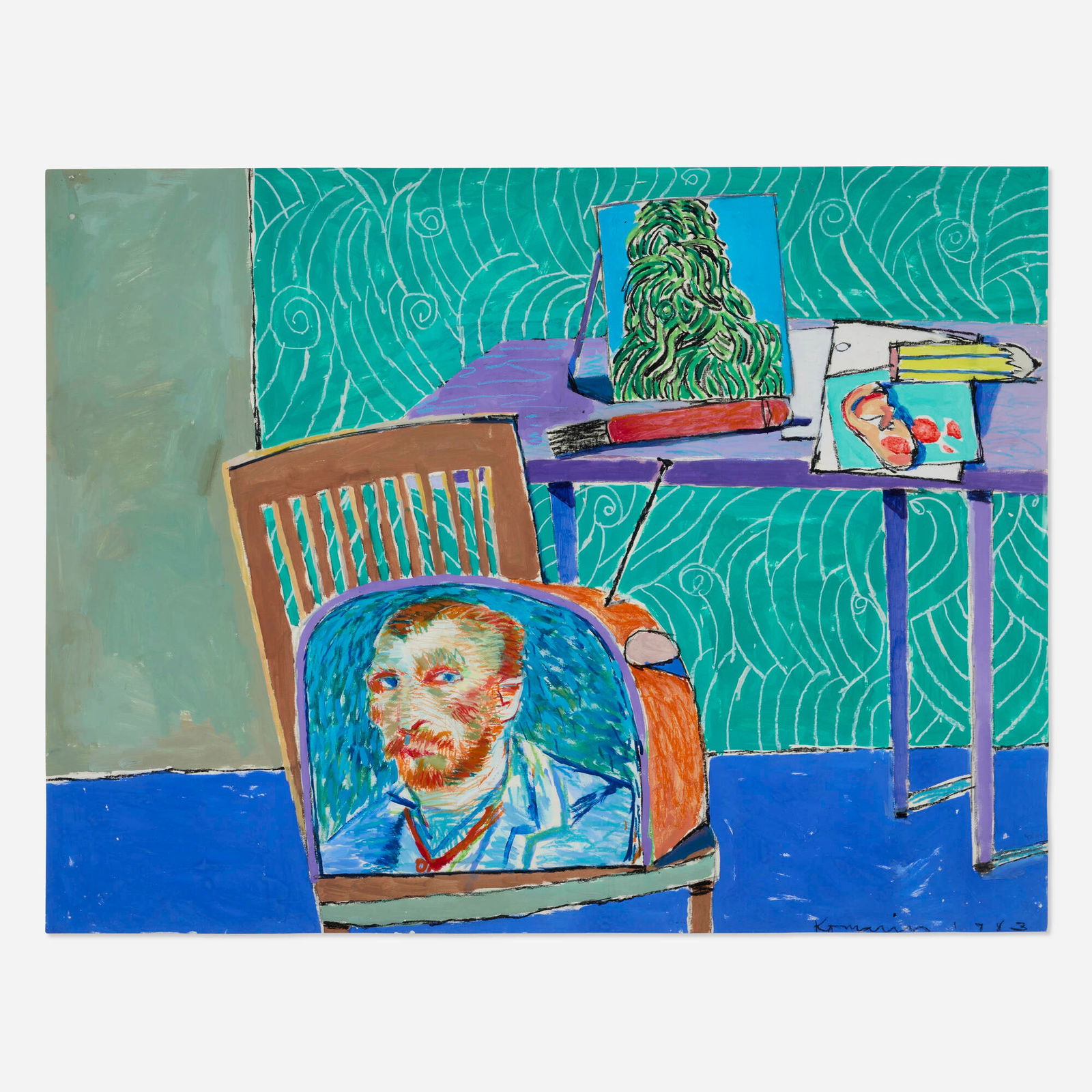 Gary Komarin, Untitled: Gary Komarin Untitled 1983watercolor and pen on paper 38 h x 50 w in (97 x 127 cm) Signed and dated to lower right 'Komarin 1983'. This work will ship from Lambertville, Ne