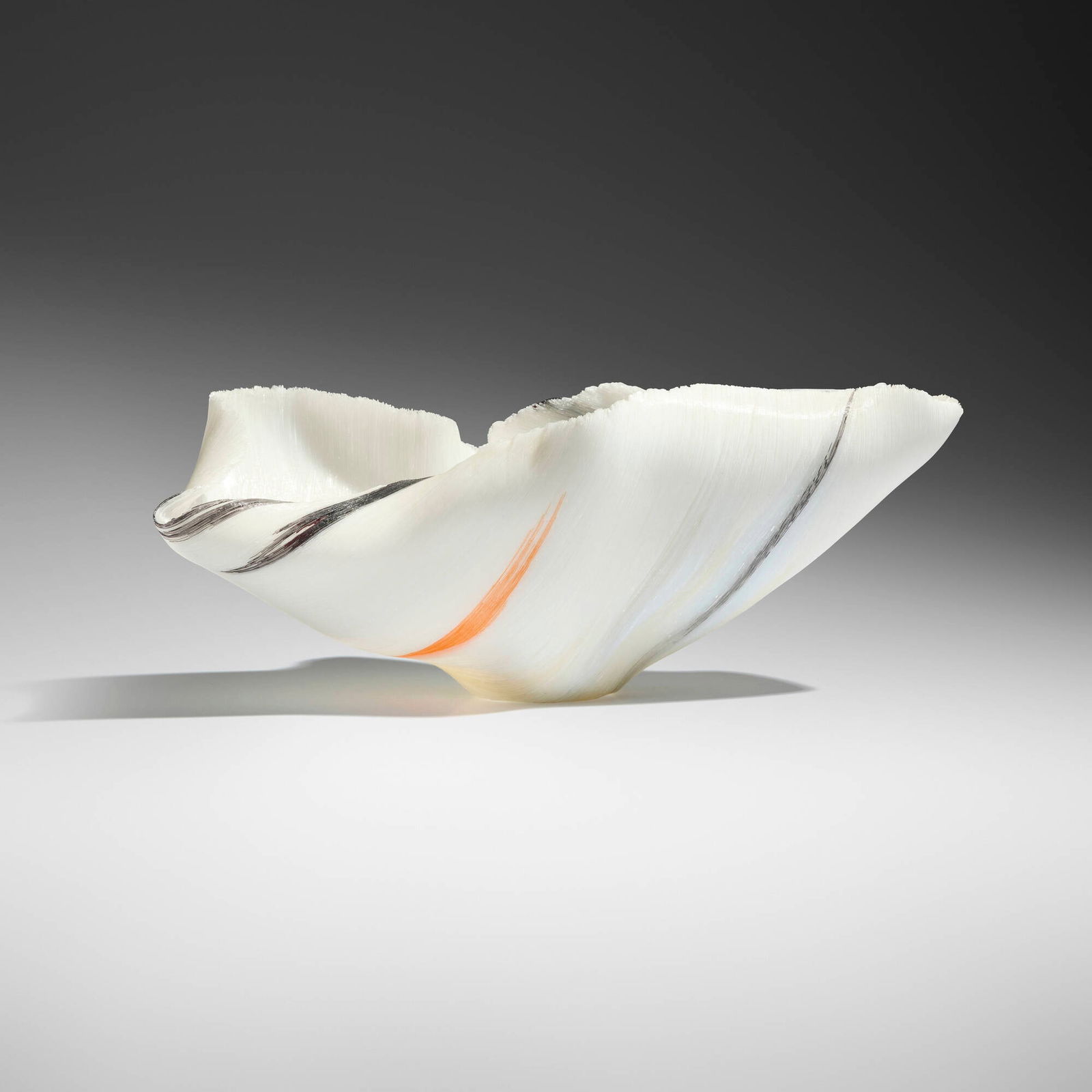 Toots Zynsky, Colomba: Toots Zynsky Colomba 2004filet de verre fused and thermo-formed glass threads 5.5 h x 14.25 w x 7.75 d in (14 x 36 x 20 cm) Signed to underside 'Z'. Sold with a digital copy of the invoice fro