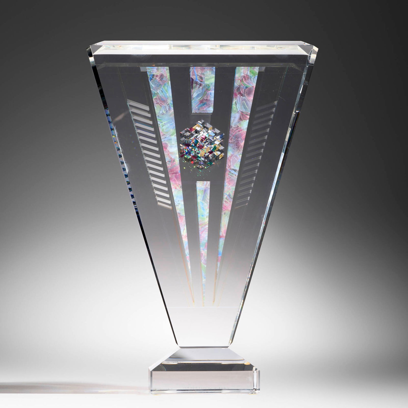 Jon Kuhn, Romantic Intention: Jon Kuhn Romantic Intention 1994ground, polished, and laminated glass 20.375 h x 13.375 w x 6.25 d in (52 x 34 x 16 cm) Etched signature, date and title to underside 'Jon Kuhn 1994 Romantic In