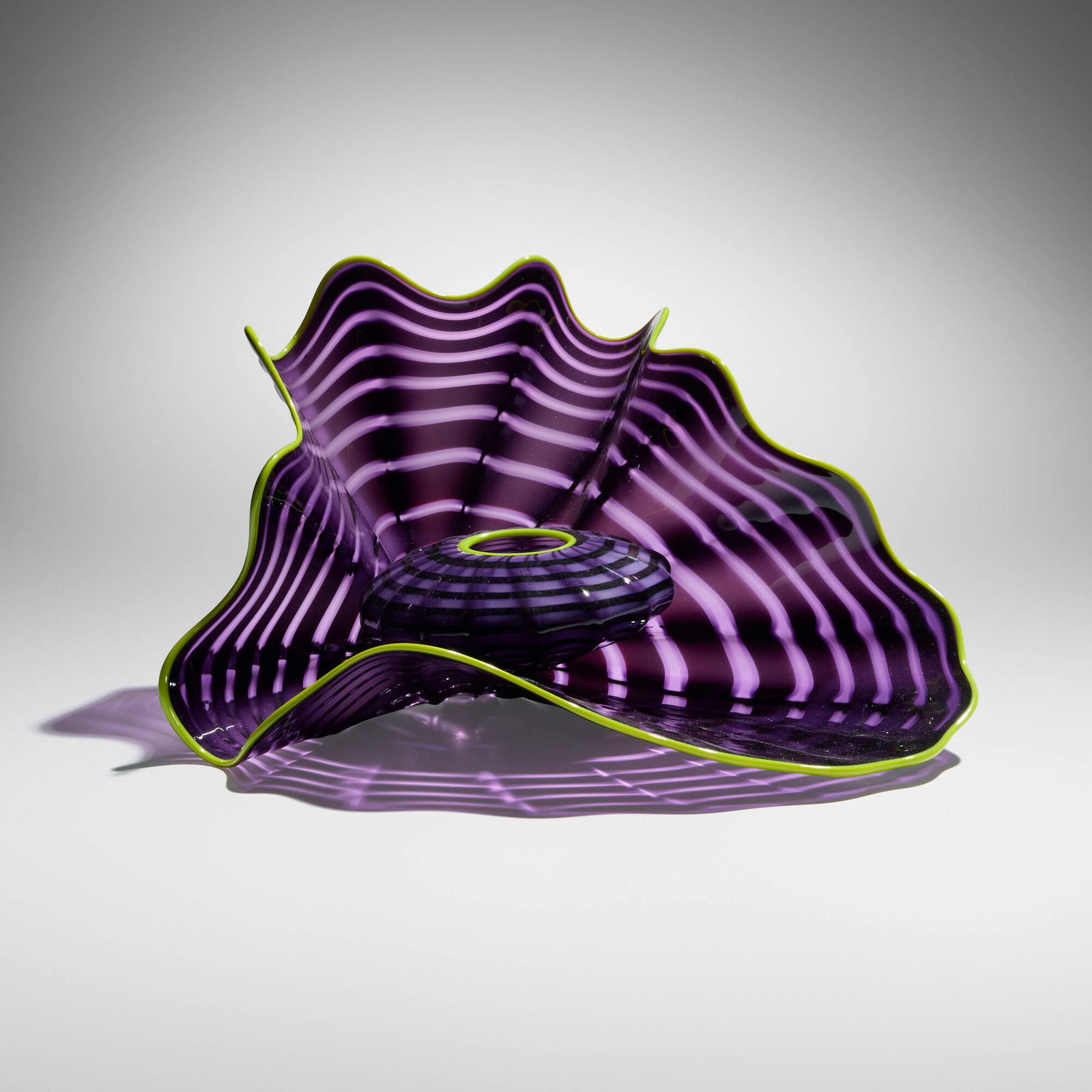 Dale Chihuly, Imperial Iris Persian Set: Dale Chihuly Imperial Iris Persian Set Portland Press1999hand-blown glass 6.125 h x 11.25 w x 9.375 d in (16 x 29 x 24 cm) Work is composed of two elements. Etched signature and number t