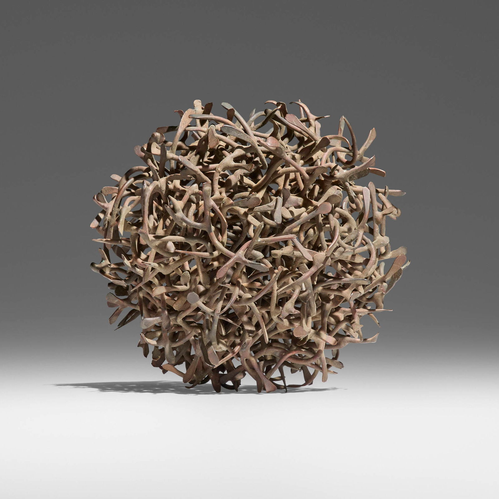 Claire Falkenstein, Untitled (Point as Set): Claire Falkenstein Untitled (Point as Set) c. 1970copper 5.5 dia in (14 cm) The present work was gifted by the artist to Mr. William L. Peacock ASLA, who helped to install her monumental sculp