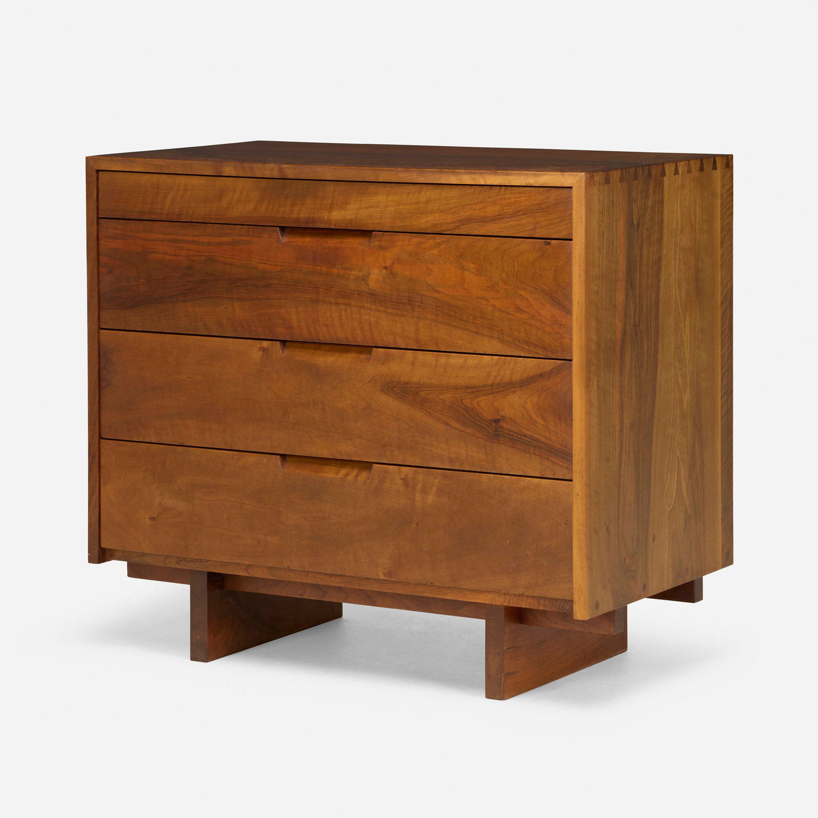 George Nakashima, Chest of Drawers: George Nakashima Chest of Drawers Nakashima StudioUSA, 1972Persian walnut, American black walnut 31.75 h x 36 w x 20 d in (81 x 91 x 51 cm) Chest features expressive grain and four drawe