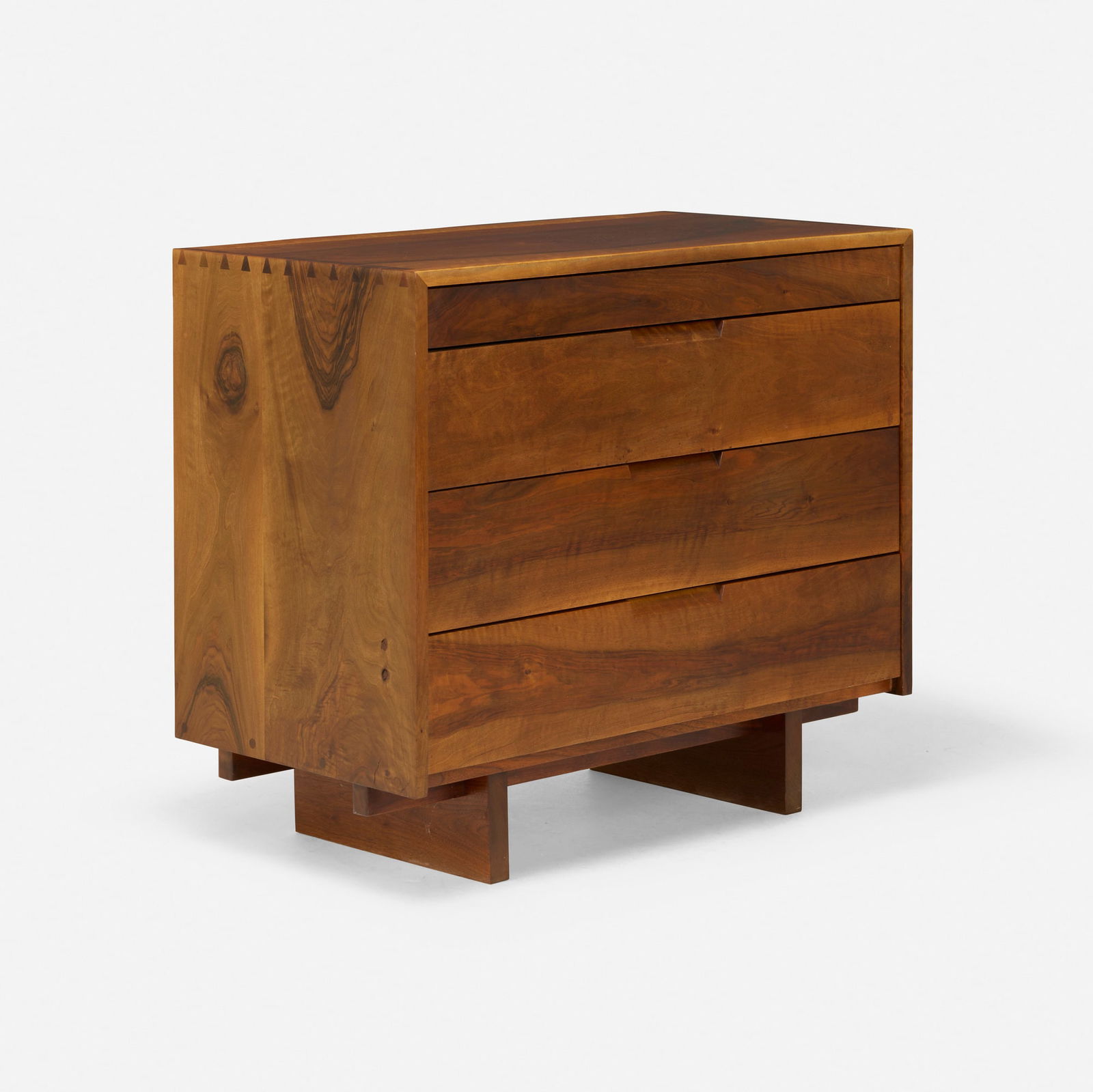 George Nakashima, Chest of Drawers: George Nakashima Chest of Drawers Nakashima StudioUSA, 1972Persian walnut, American black walnut 31.75 h x 36 w x 20 d in (81 x 91 x 51 cm) Chest features expressive grain and four drawe