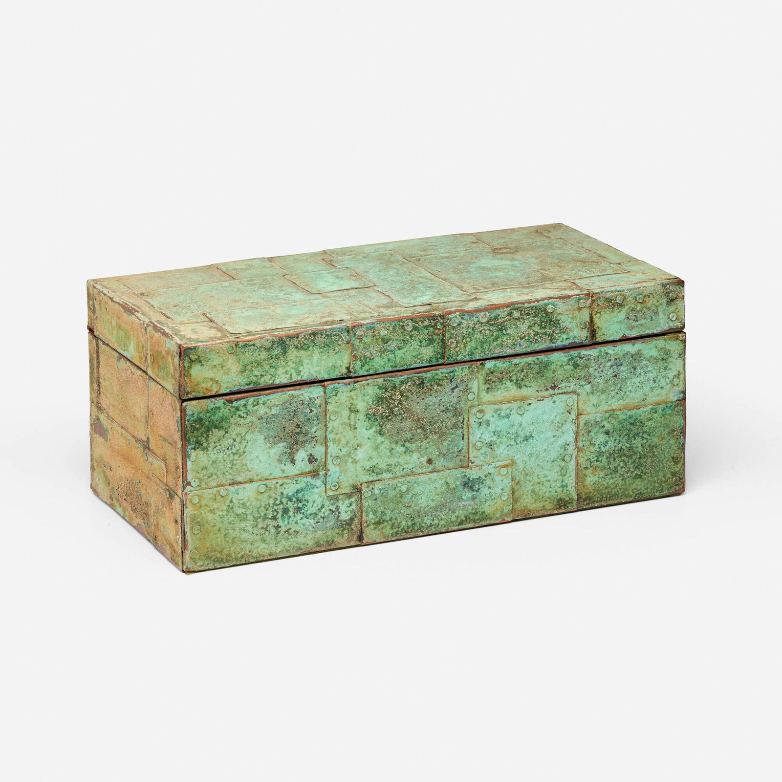 Paul Evans, Rare hinged box: Paul Evans Rare hinged box Paul Evans StudioUSA, c. 1965patinated copper 6.5 h x 16 w x 8.25 d in (17 x 41 x 21 cm) The present work is one of only three ever made. Proven