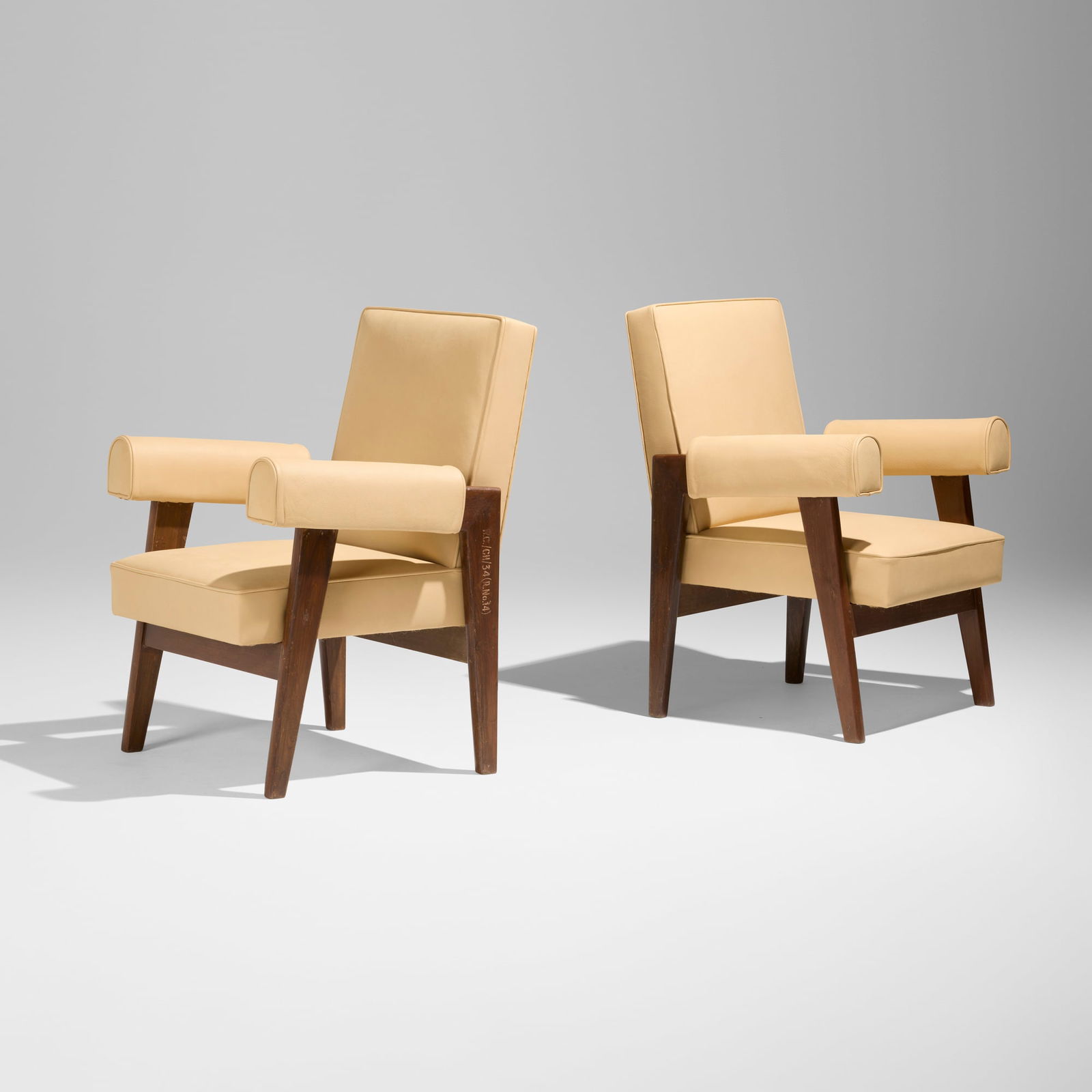 Le Corbusier and Pierre Jeanneret, Bridge armchairs from the High Court, Chandigarh, pair (1 of 5)