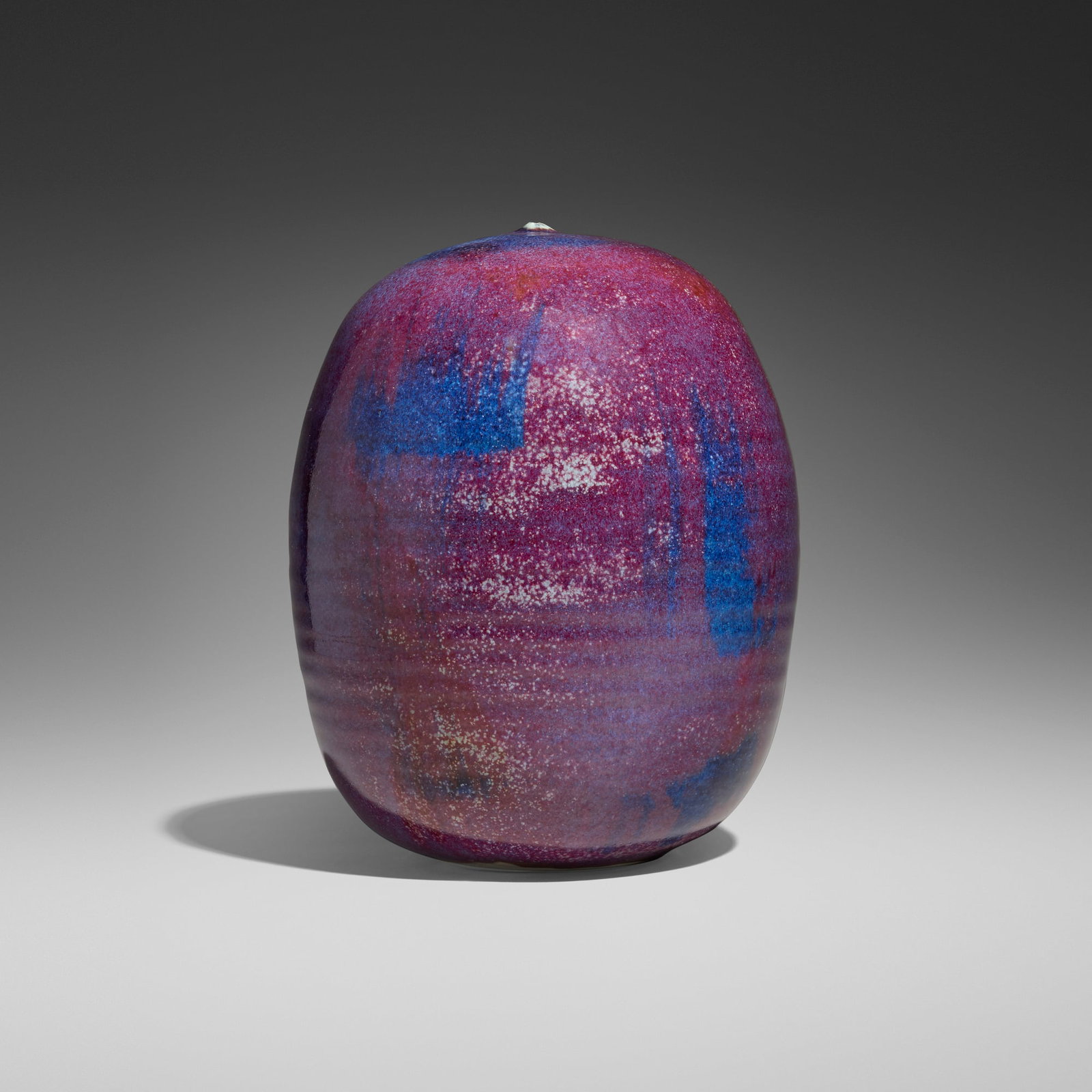 Toshiko Takaezu, Closed Form (with rattle): Toshiko Takaezu Closed Form (with rattle) c. 1987glazed porcelain 8.5 h x 6.75 dia in (22 x 17 cm) Incised signature to underside 'TT'. Provenance: Maureen Littleton Ga