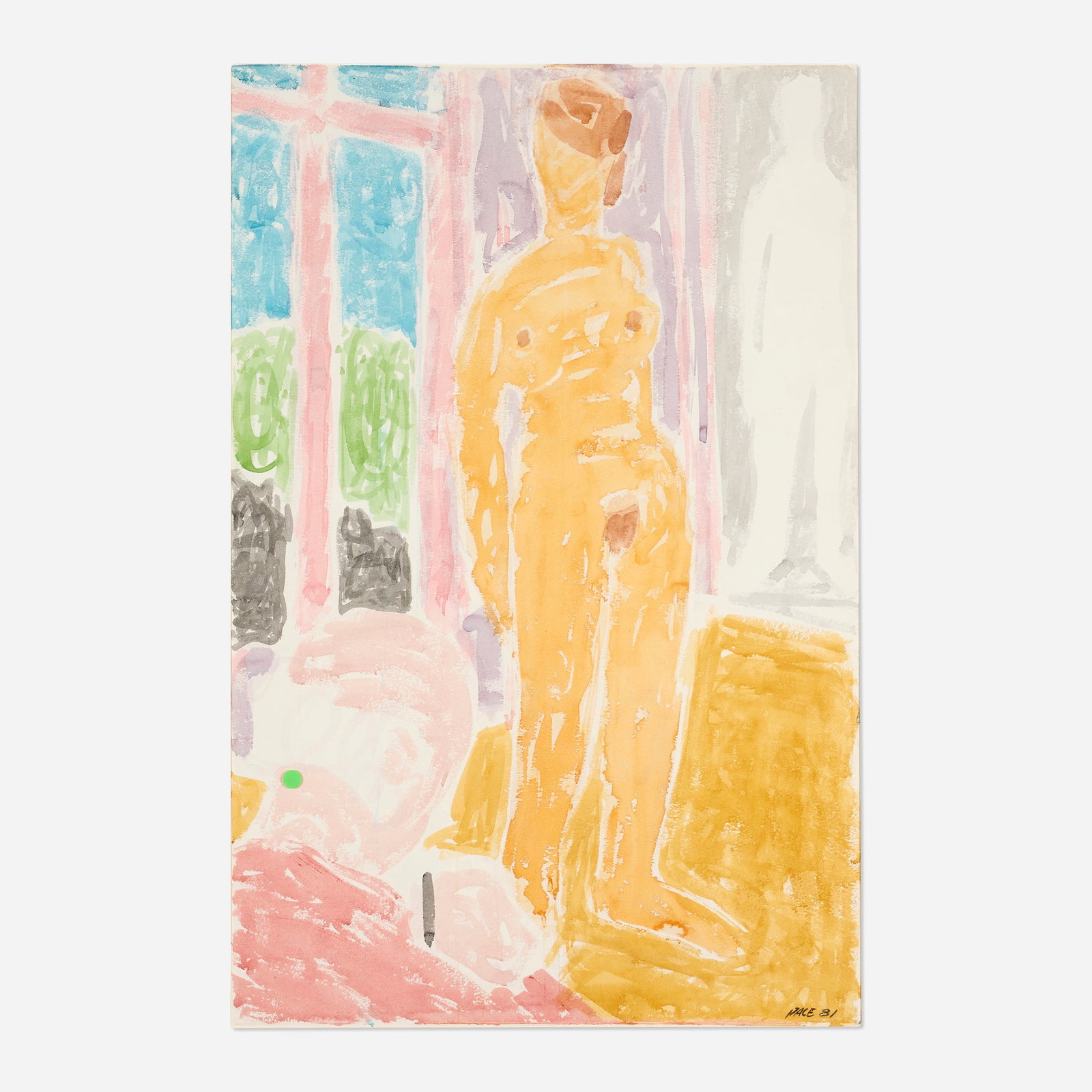 Stephen Pace, Artist with Nude Model: Stephen Pace Artist with Nude Model 1981watercolor on paper 38 h x 25 w in (97 x 63 cm) Signed and dated to lower right 'Pace 81'. Provenance: The Estate of Samuel J. a