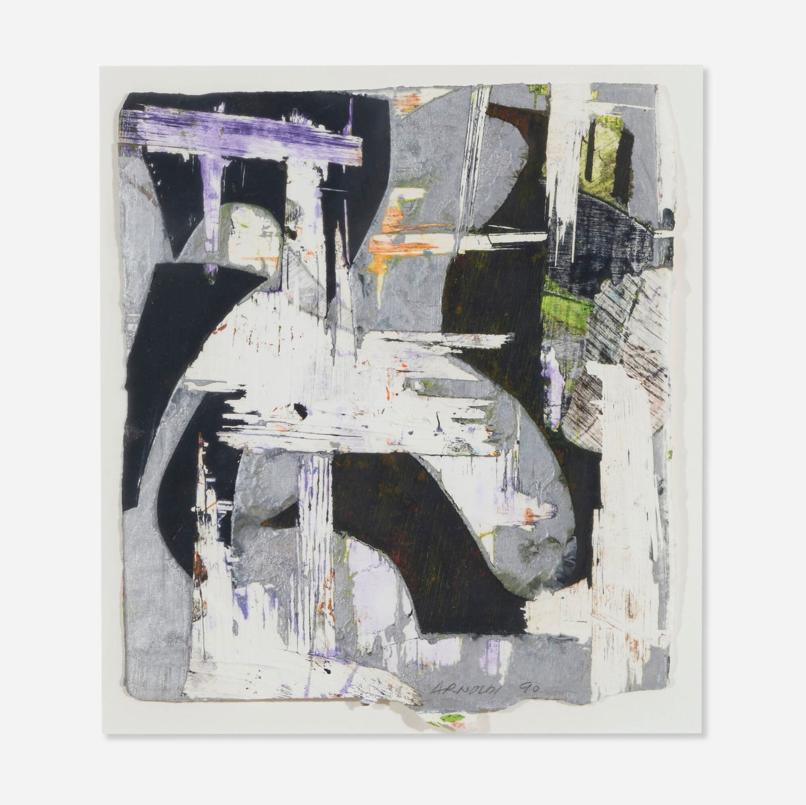 Charles Arnoldi, Untitled: Charles Arnoldi Untitled 1990mixed media on paper 11.5 h x 10.25 w in (29 x 26 cm) Signed and dated to lower right 'Arnoldi 90'. This work will ship from Lambertville, New