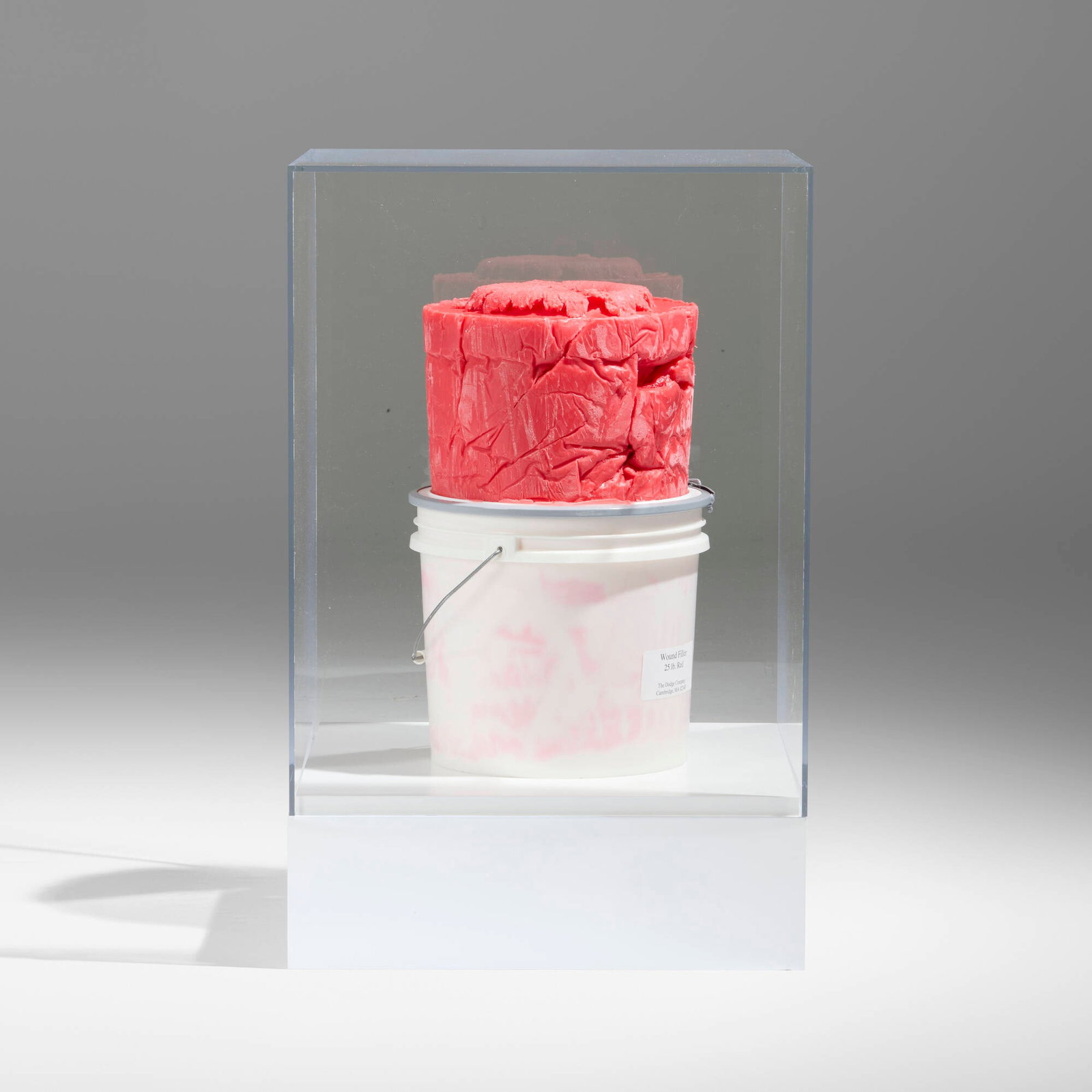 Robert Beck, 1/25/04 - Shot No. 8 (Daly Over/Under at Close Range with .12 Gauge Hollow Point Slug): Robert Beck 1/25/04 - Shot No. 8 (Daly Over/Under at Close Range with .12 Gauge Hollow Point Slug) 2004wound filler, plastic, metal and paper 19 h x 10 w x 10 d in (48 x 25 x 25 cm)