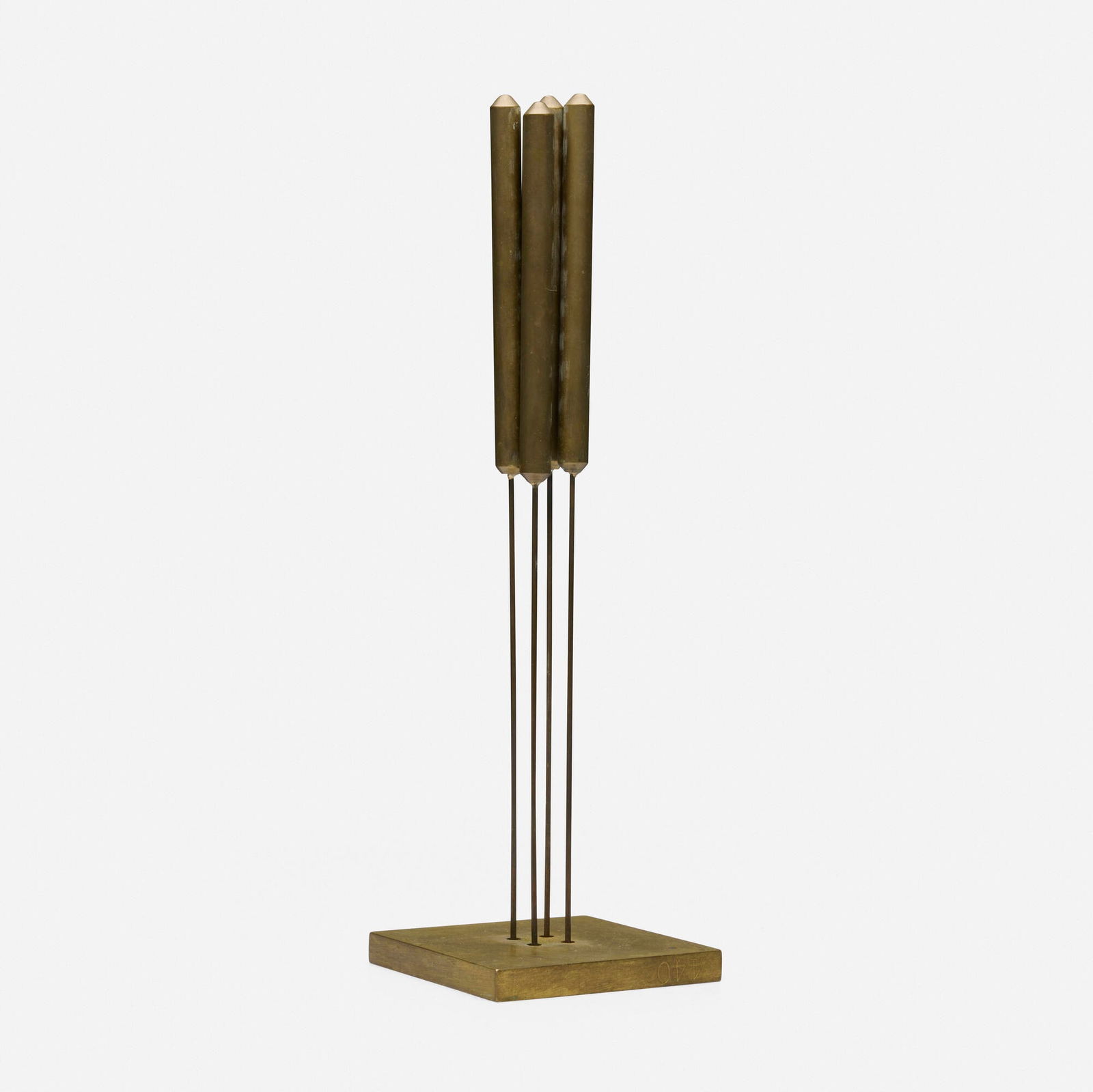 Winni Brueggemann, Untitled: Winni Brueggemann Untitled beryllium copper, brass 14 h x 4 w x 4 d in (36 x 10 x 10 cm) Incised inscription to base '440'. This work will ship from Lambertville, New Jersey.