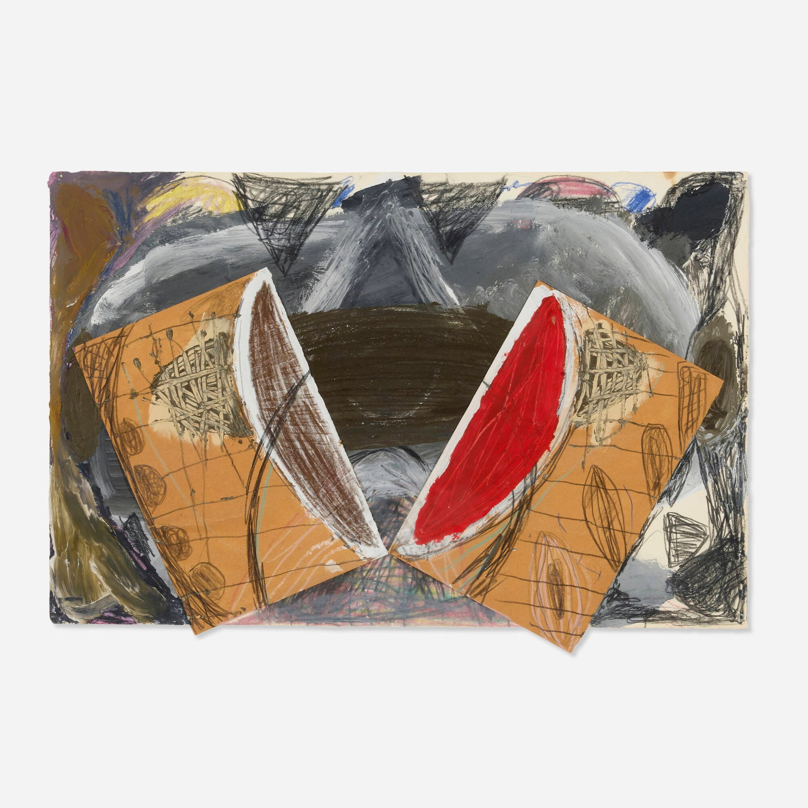 Lee Newton, Woodstock Afternoon: Lee Newton Woodstock Afternoon 1982mixed media and collage on paper 13.75 h x 20 w in (35 x 51 cm) Provenance: Nielsen Gallery, Boston | Private Collection