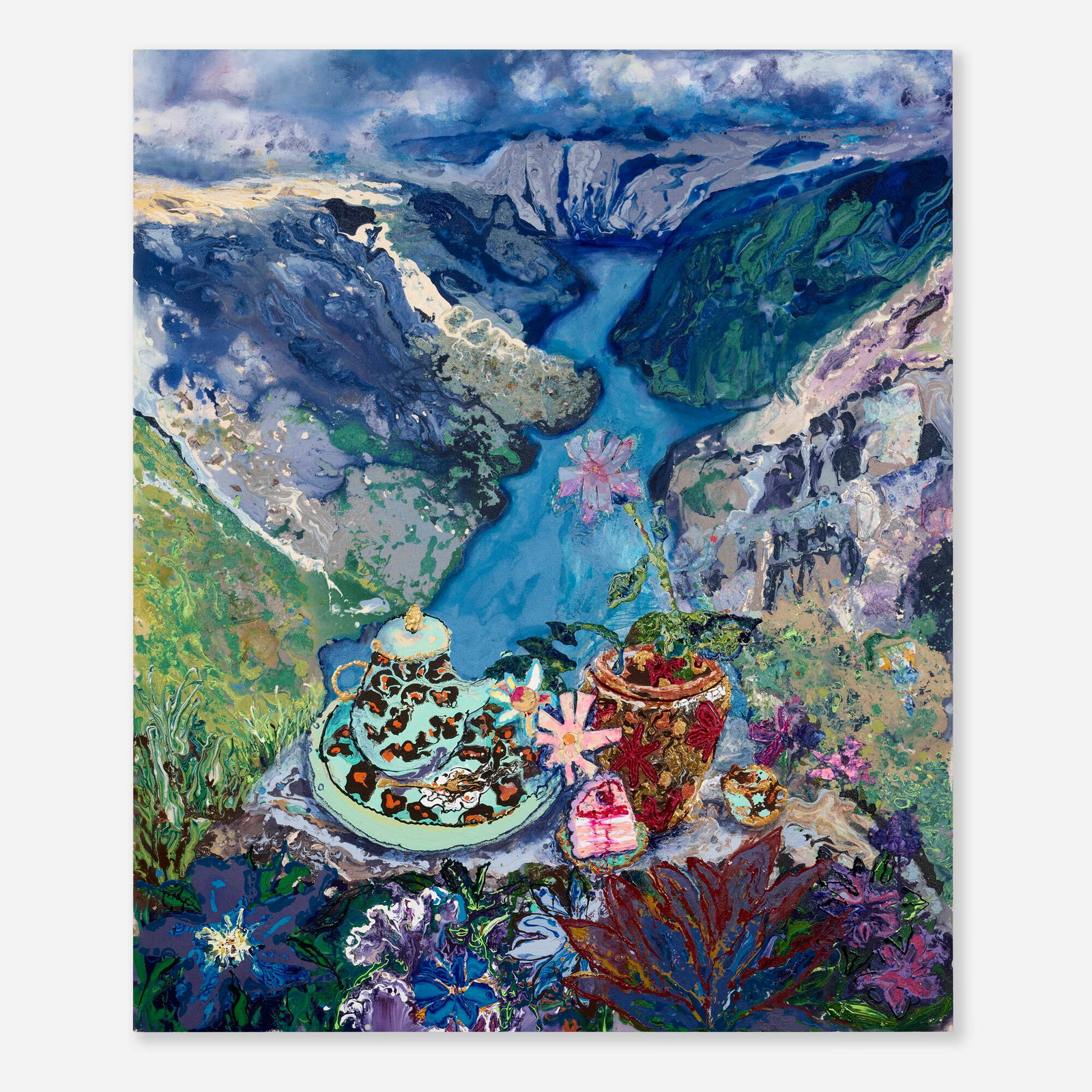 Lizbeth Mitty, Somber Turn: Lizbeth Mitty Somber Turn 2022acrylic on canvas with collage elements 72 h x 60 w in (183 x 152 cm) Signed, titled and dated to verso 'Somber Turn 2022 Lizbeth Mitty'. Provenanc