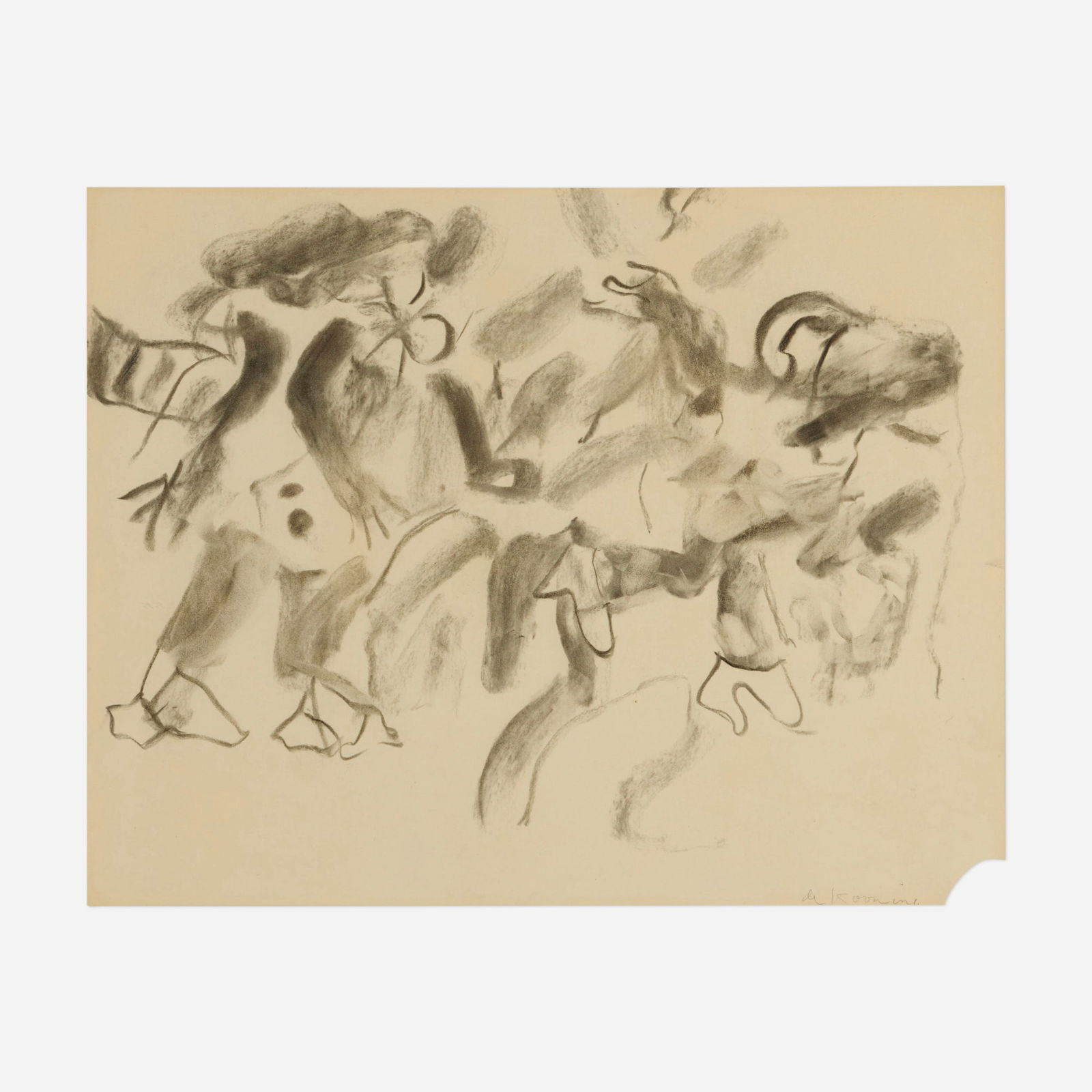 Willem de Kooning, Untitled: Willem de Kooning Untitled c. 1975charcoal on paper 18.75 h x 24 w in (48 x 61 cm) Signed to lower right 'de Kooning'. Provenance: Xavier Fourcade, Inc., New York | Pri