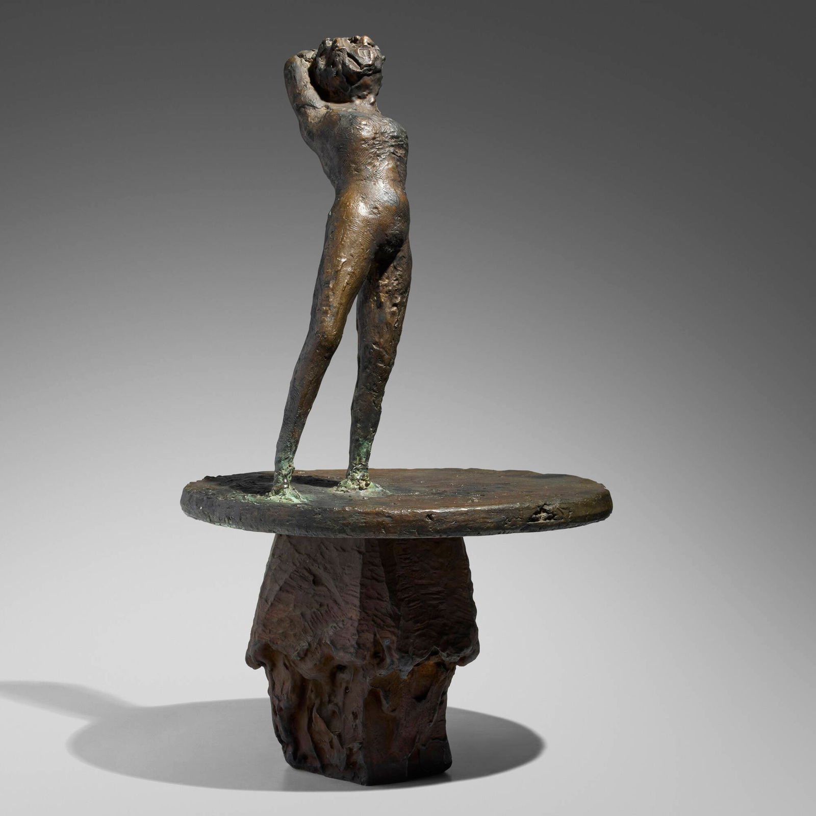 Reg Butler, Girl on a Wheel, 2: Reg Butler Girl on a Wheel, 2 1959 cast bronze 30 h x 17.75 w x 17.75 d in (76 x 45 x 45 cm) Impressed artist's monogram and number to top 'RB 3/8' with foundry mark. This work is number 3 from