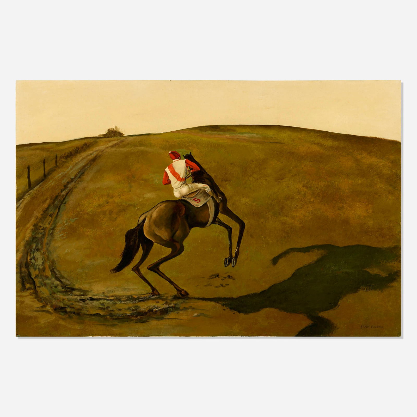 Ernie Barnes, Country Ride: Ernie Barnes Country Ride 1982 oil on canvas 24 h x 30 w in (61 x 76 cm) Provenance: The Artist | Collection of Danny and Donna Arnold | Christie's, First Open Online: Post War & Contemporary Art,
