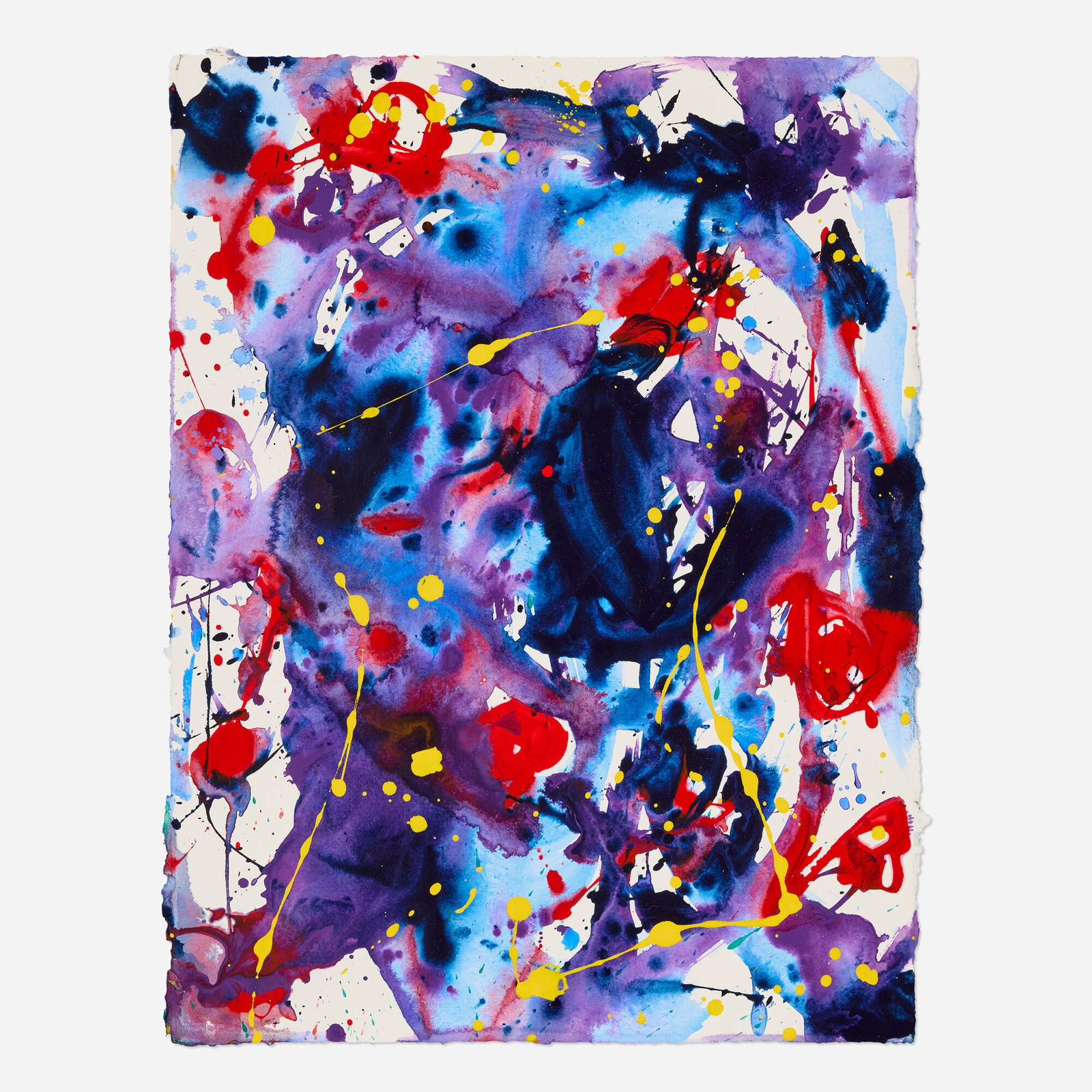 Sam Francis, Untitled (SF90-533): Sam Francis Untitled (SF90-533) 1990 acrylic and ink on paper 24.24 h x 18.75 w in (62 x 48 cm) Signed and dated to verso 'Sam Francis 1990'. This work is registered in the Sam Francis: Online