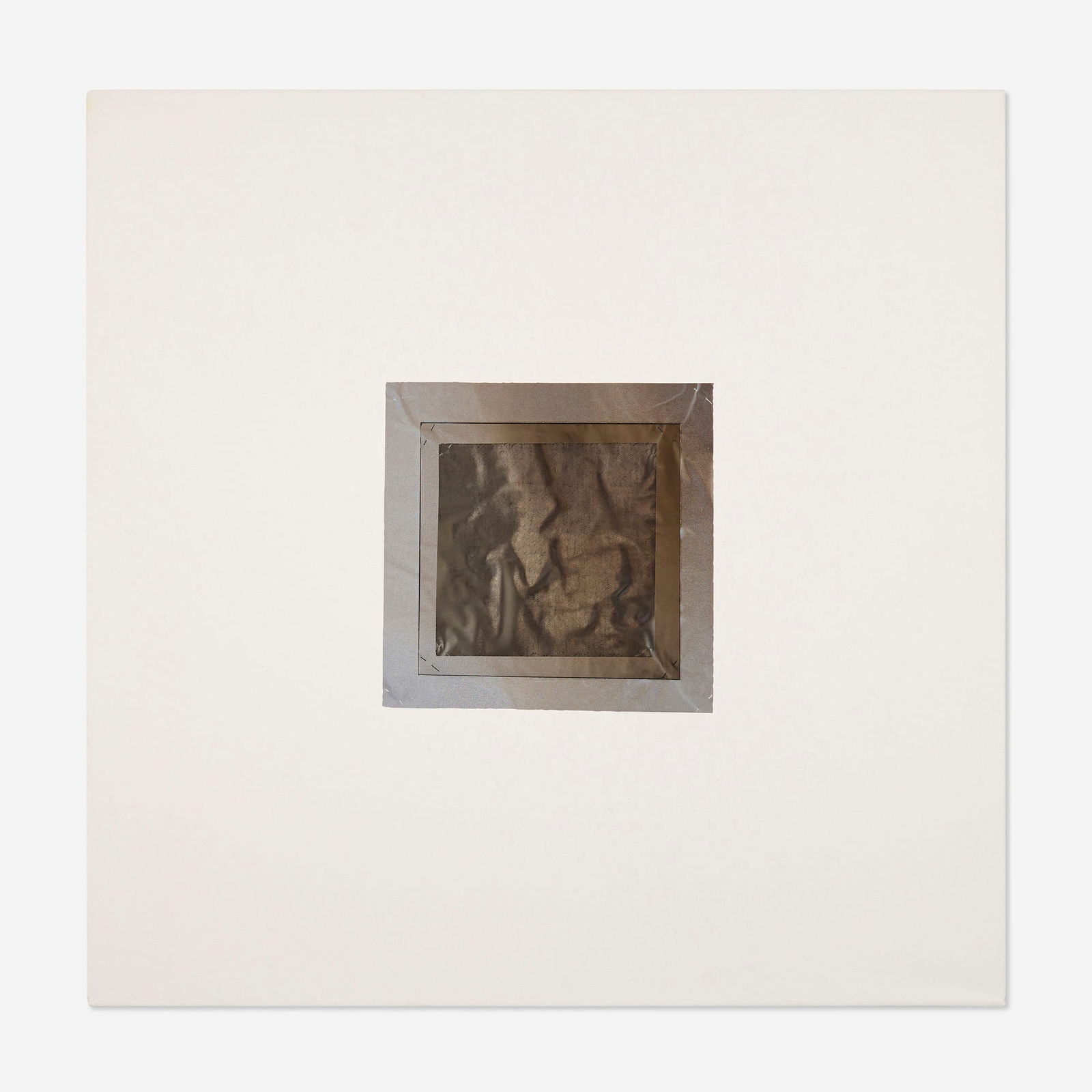 Larry Bell, MSMS 122 (Medium Size Mirage Study): Larry Bell MSMS 122 (Medium Size Mirage Study) 1993 aluminum and silicon monoxide on canvas 42.25 h x 42.25 w in (107 x 107 cm) Signed, titled and dated to verso 'L. Bell '93 MSMS #122 12/11/93'. 