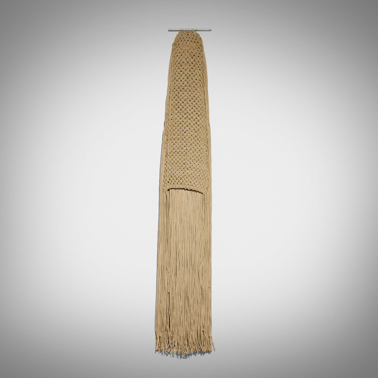 Claire Zeisler, Untitled: Claire Zeisler Untitled c. 1990 sisal, thread and steel rod 56 h x 13 w x 2.5 d in (142 x 33 x 6 cm) Provenance: Acquired directly from the artist by the present owner This work will ship from