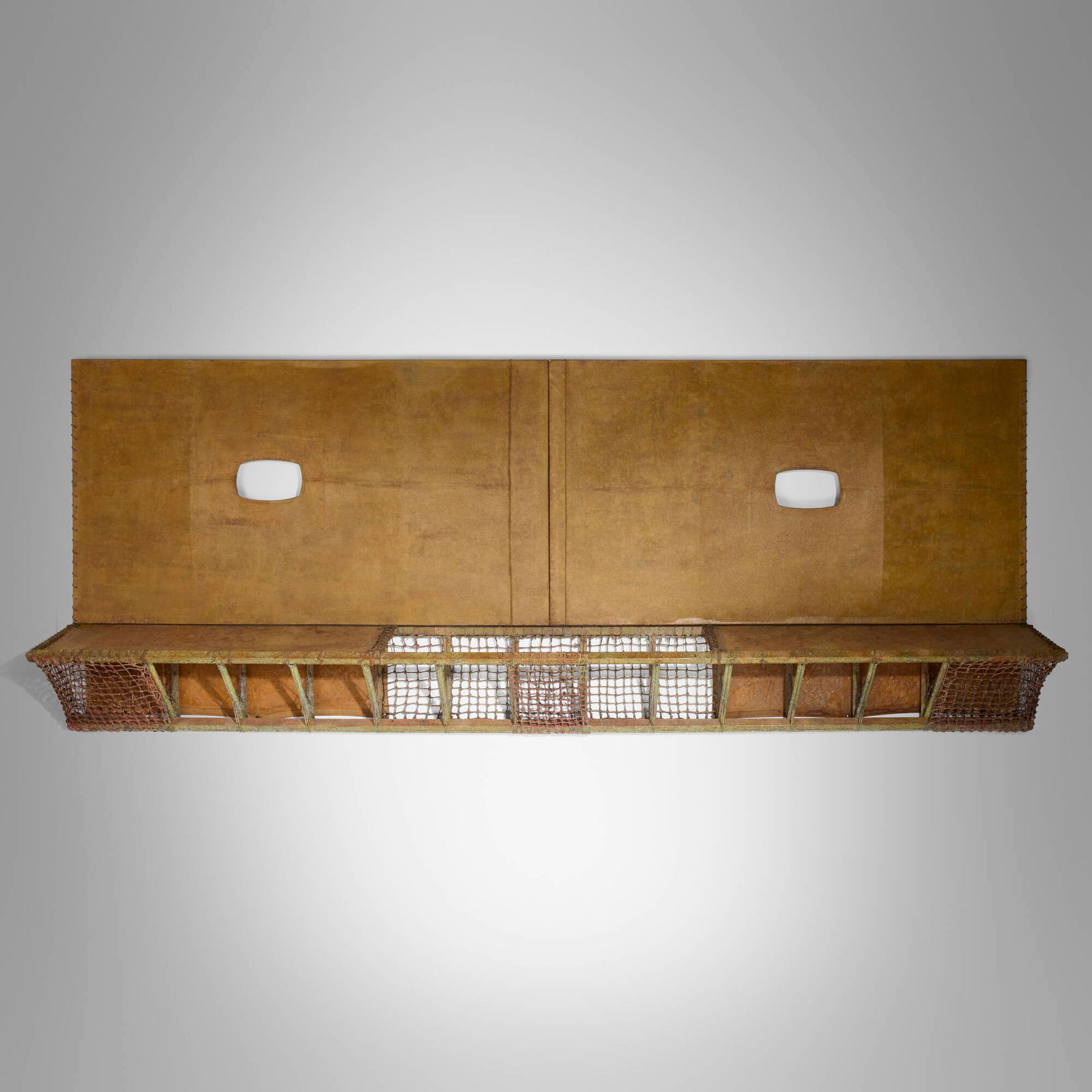 Salvatore Scarpitta, Starlaera: Salvatore Scarpitta Starlaera 1976 oil, resin, coffee, wood and canvas in three parts 64.75 h x 170 w x 16 d in (164 x 432 x 41 cm) Signed, titled and dated to verso 'Scarpitta 1976 Starlaera'. 