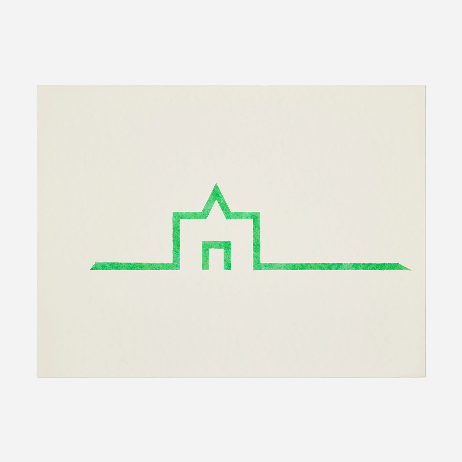 Guy de Cointet, Untitled (Green House): Guy de Cointet Untitled (Green House) ink on paper 15 h x 20 w in (38 x 51 cm) Provenance: Acquired directly from the artist, Collection of Berit Hokanson This work will ship from Los Angeles,