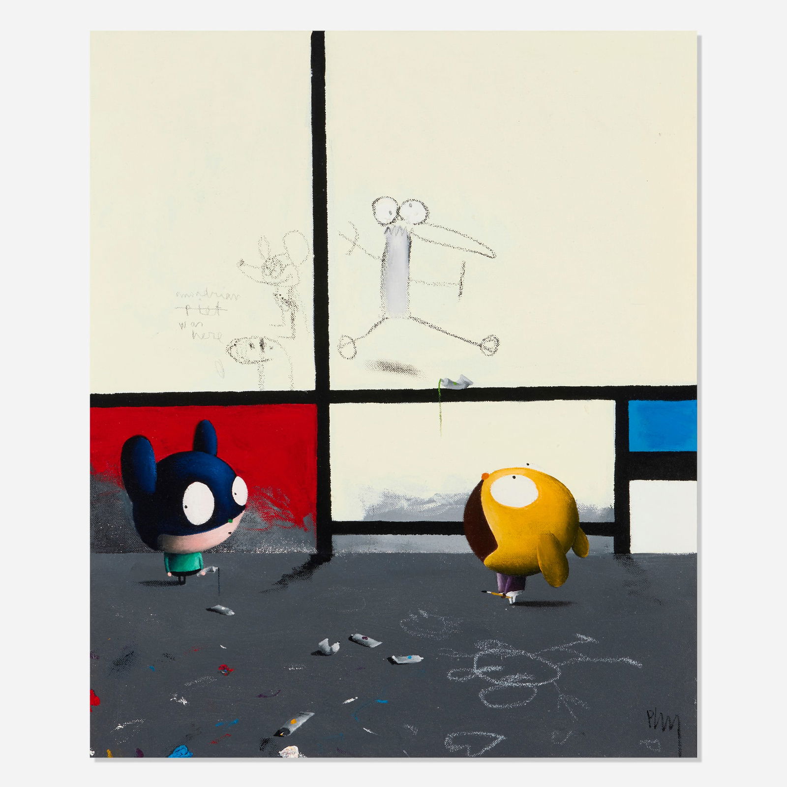 Edgar Plans, Piet and Mondrian III: Edgar Plans Piet and Mondrian III 2020oil on canvas 21.75 h x 18.25 w in (55 x 46 cm) Signed to lower right 'Plans'. Signed, titled and dated to verso 'Piet + Mondrian Series Plans 2020' with