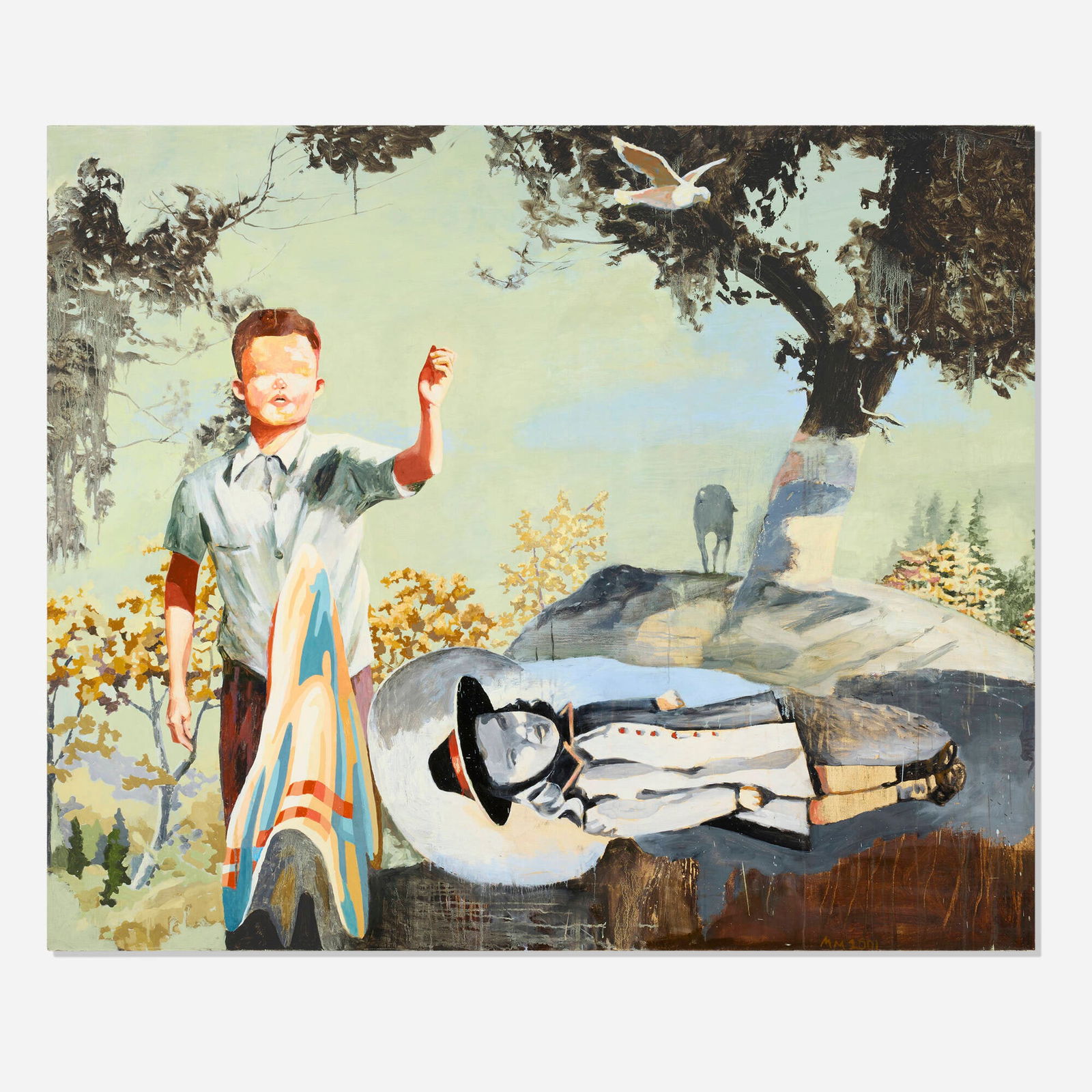 Martin Mull, A Young Magician's Routine: Martin Mull A Young Magician's Routine 2001 oil on canvas 60.25 h x 72 w x 2 d in (153 x 183 x 5 cm) Signed and dated to lower right 'MM 2001'. Provenance: The Artist | The Bentley Collection |
