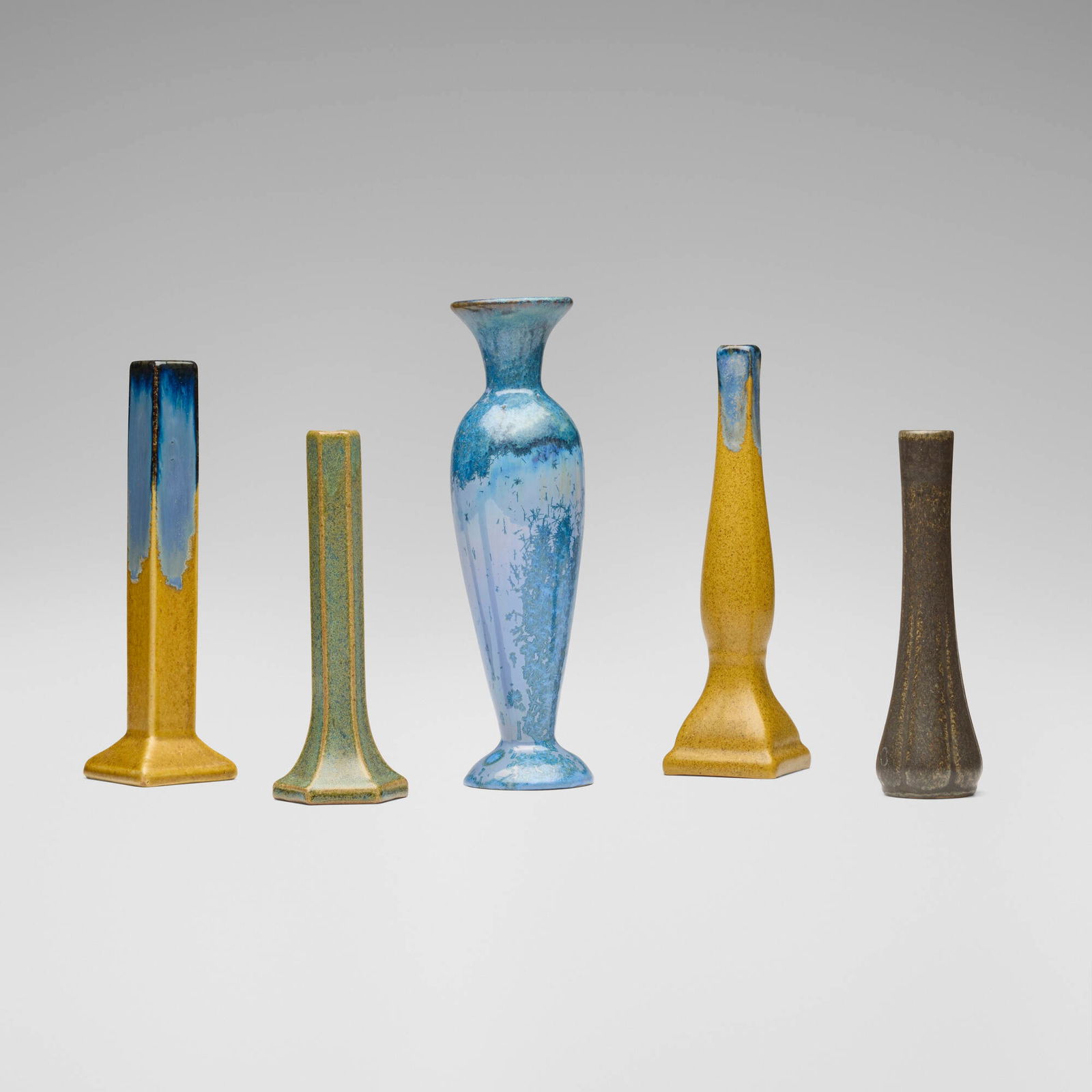 Fulper Pottery, Bud vases, set of five (1 of 5)