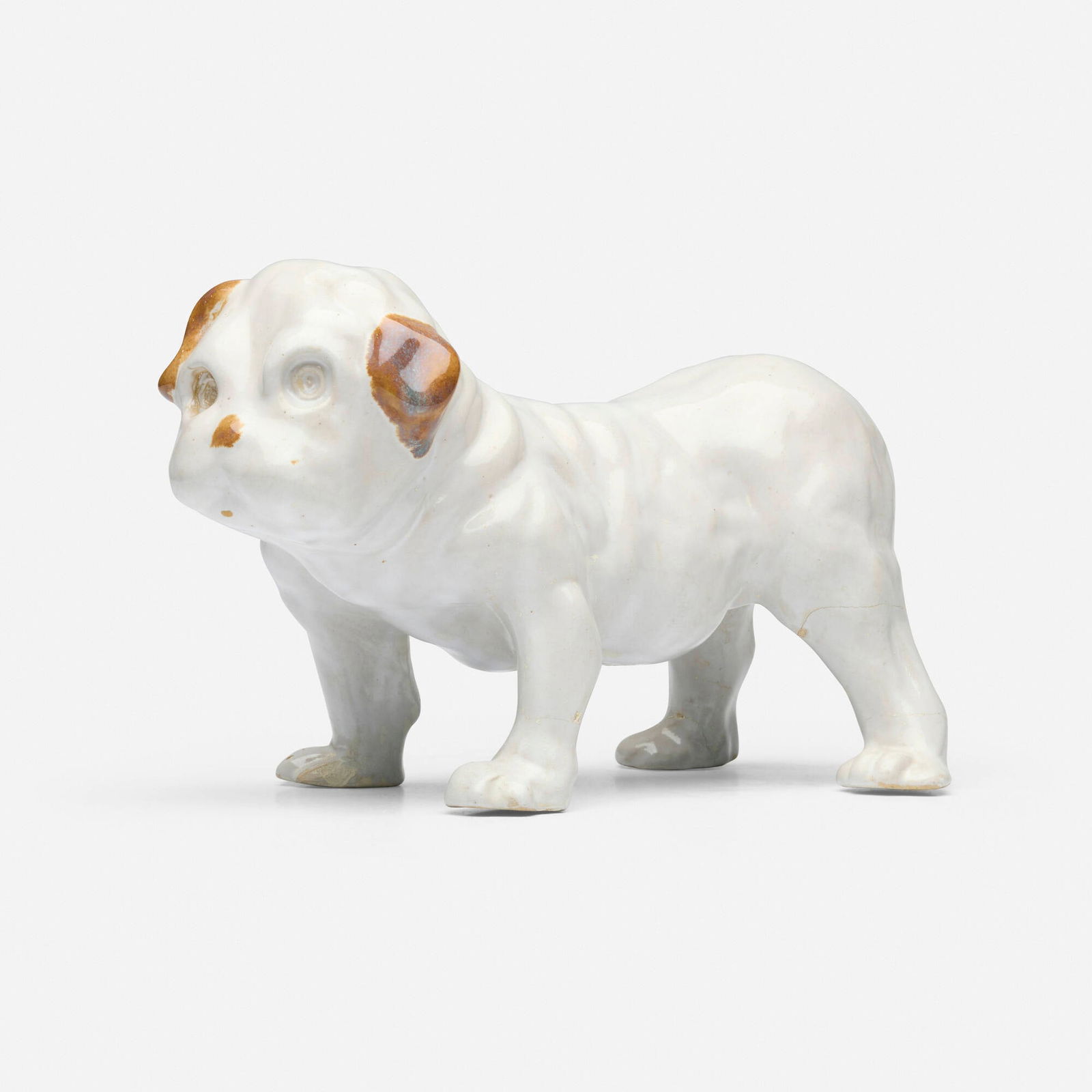 Fulper Pottery, Bulldog doorstop: Fulper Pottery Bulldog doorstop USA, c. 1931-34glazed stoneware 6.625 h x 6.5 w x 10.75 d in (17 x 17 x 27 cm) Impressed manufacturer's mark to underside 'Fulper'. Provenance:</