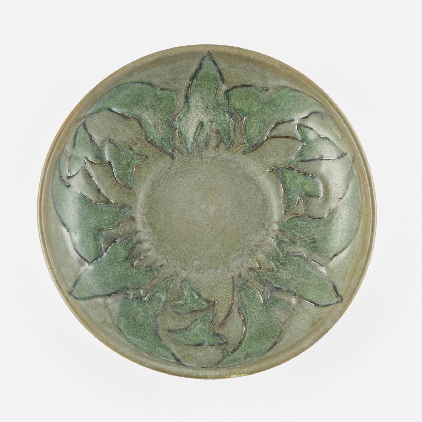 Leon Volkmar for Durant Kilns, Charger with broadleaf arrowhead (1 of 4)