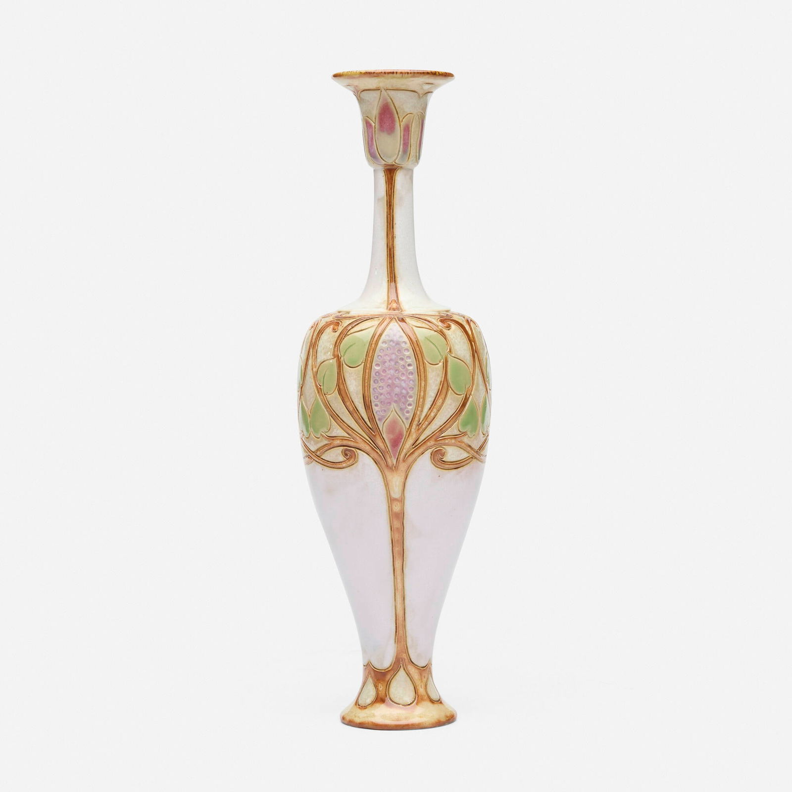 Francis C. Pope for Royal Doulton, Vase with Tree of Life motif: Francis C. Pope for Royal Doulton Vase with Tree of Life motif England, 1902-22glazed and incised stoneware 11.75 h x 3.5 dia in (30 x 9 cm) Impressed manufacturer's mark to underside 'Royal D