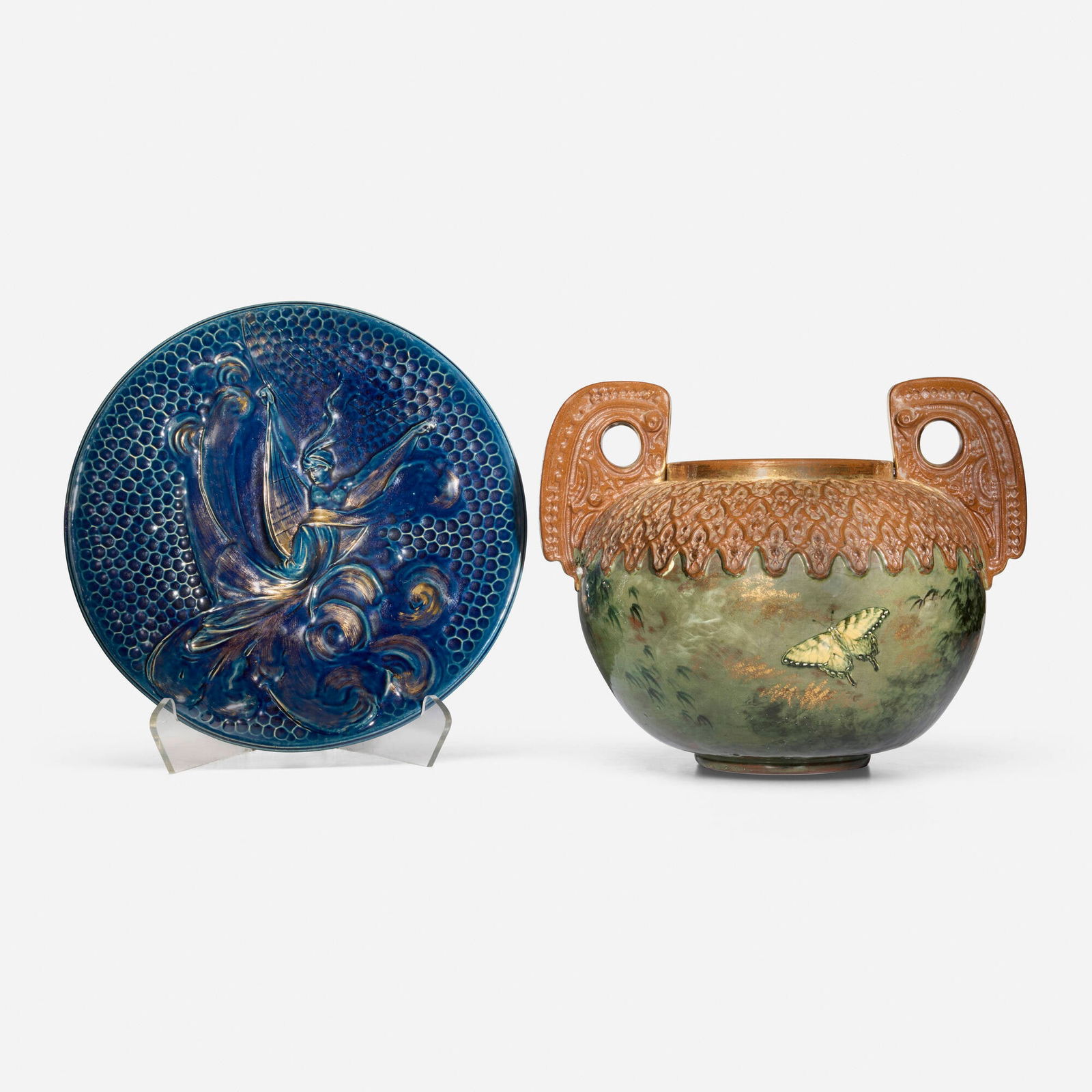 Matt Morgan Pottery, Vase and charger (1 of 6)