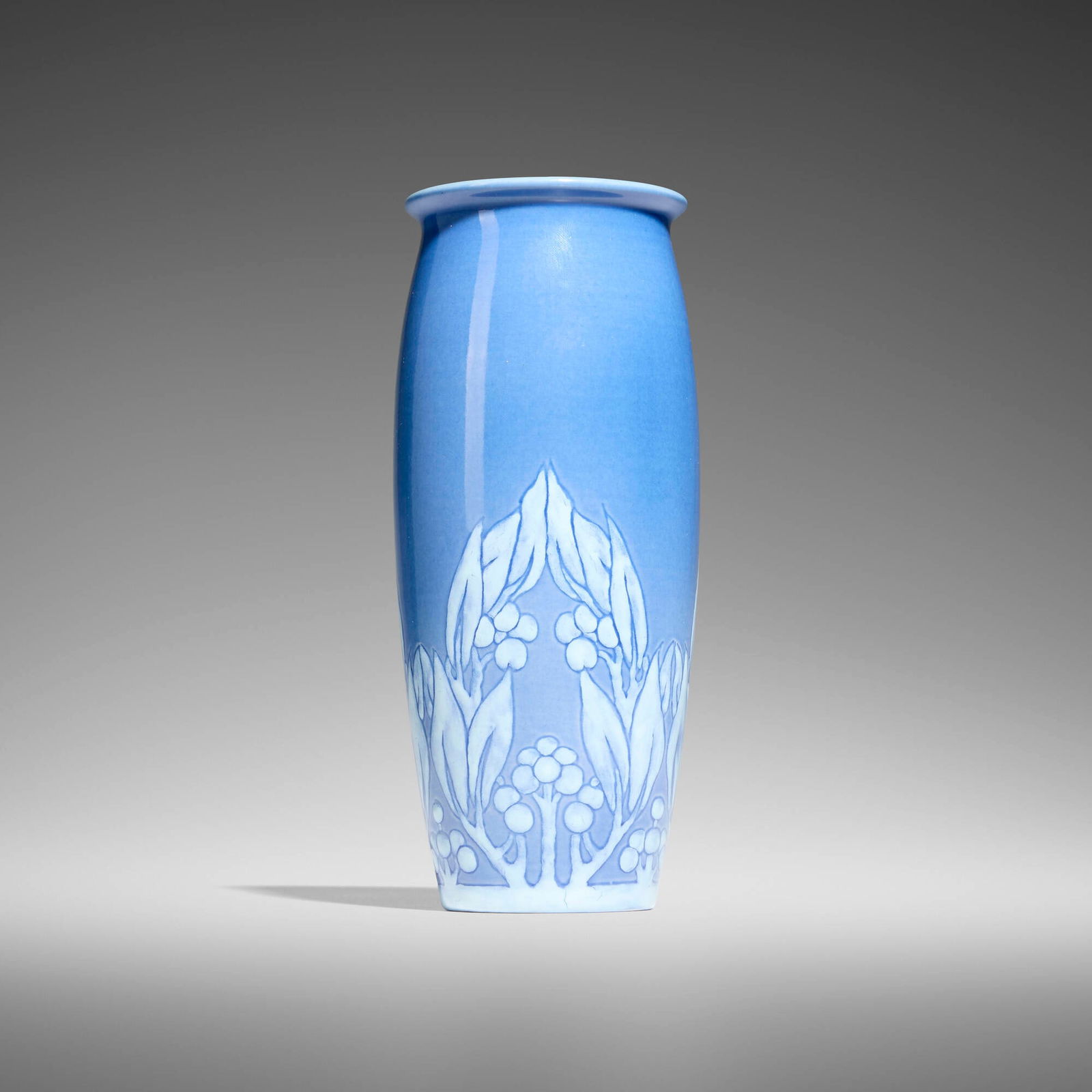 Sara Sax for Rookwood Pottery, Decorated Porcelain vase: Sara Sax for Rookwood Pottery Decorated Porcelain vase USA, 1921glazed porcelain 7.75 h x 3.25 dia in (20 x 8 cm) Impressed manufacturer's mark, date and number to underside 'Flame mark XXI 80