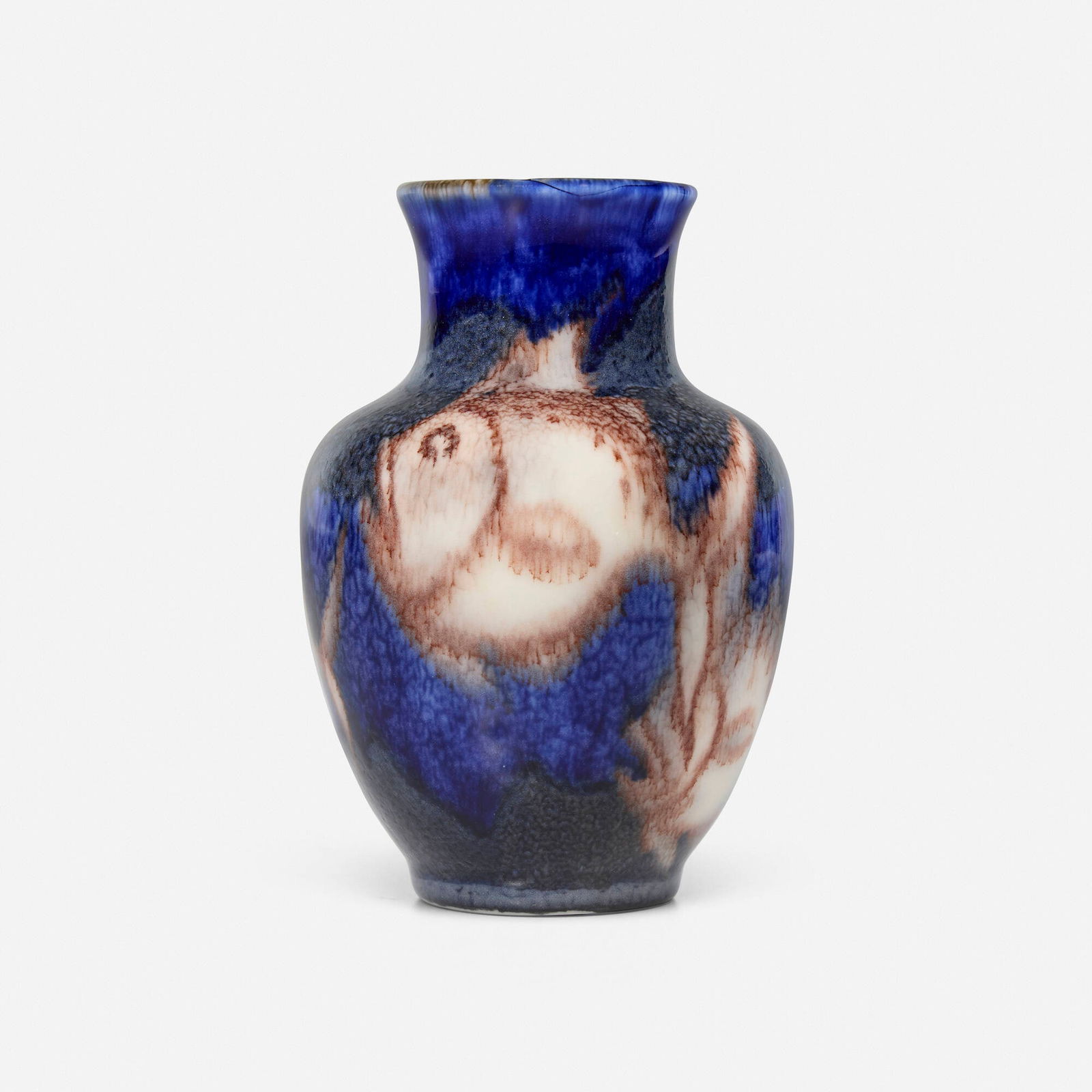 Jens Jensen, attribution for Rookwood Pottery, Decorated Porcelain vase with fish: Jens Jensen, attribution for Rookwood Pottery Decorated Porcelain vase with fish USA, 1934glazed porcelain 5.5 h x 3.75 dia in (14 x 10 cm) Impressed manufacturer's mark, date and number to un