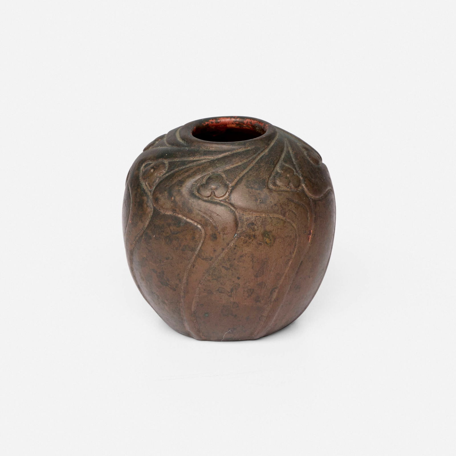 Van Briggle Pottery, Copper-clad vase with trefoils (1 of 4)