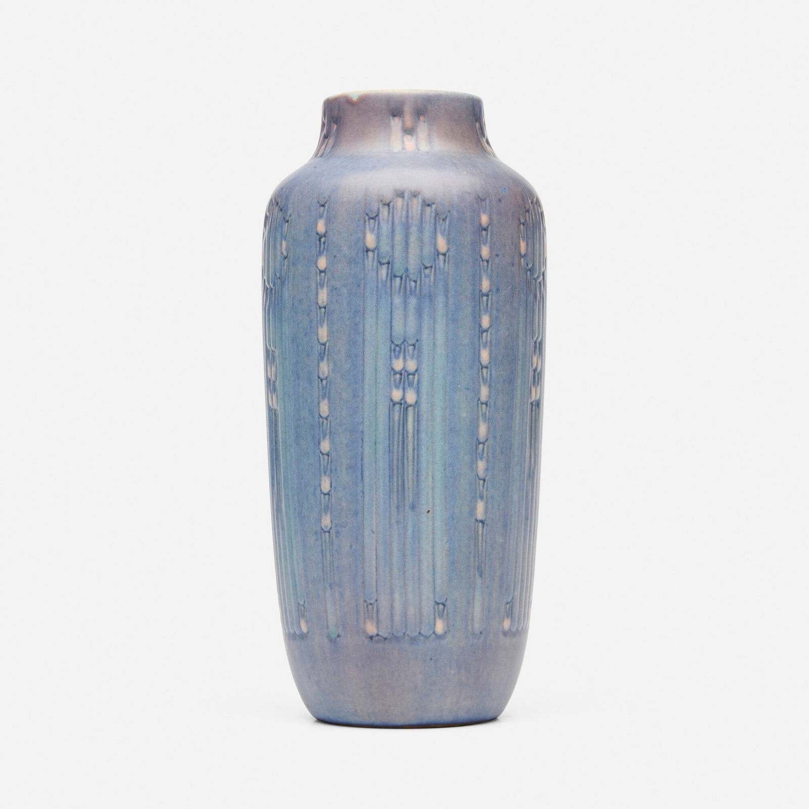 Sadie Irvine, attribution for Newcomb College Pottery, Espanol vase: Sadie Irvine, attribution for Newcomb College Pottery Espanol vase USA, 1927glazed earthenware 8.375 h x 3.5 dia in (21 x 9 cm) Impressed manufacturer's mark, number and date code to underside