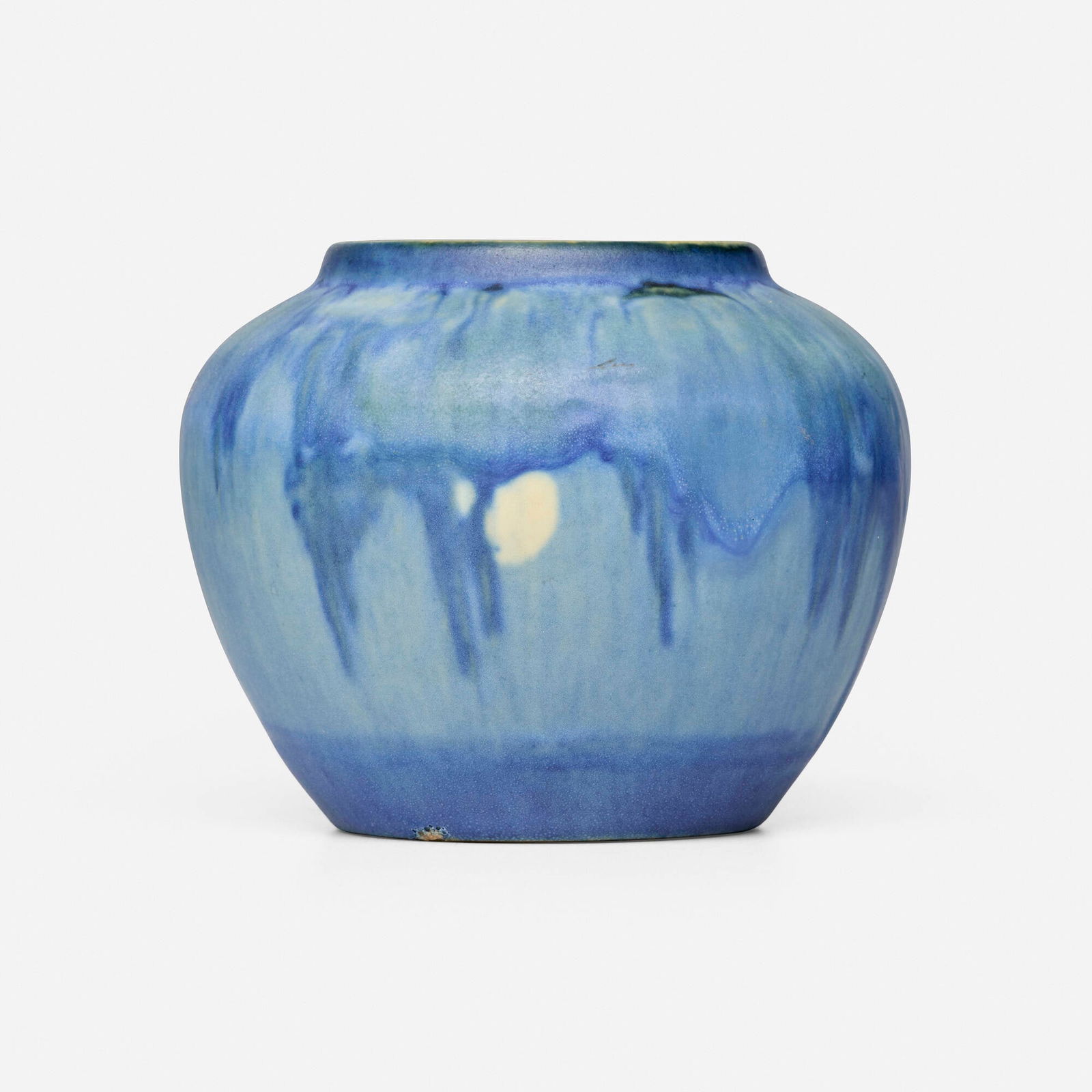 Aurelia Arbo for Newcomb College Pottery, Scenic vase with live oaks, Spanish moss, and full moon: Aurelia Arbo for Newcomb College Pottery Scenic vase with live oaks, Spanish moss, and full moon USA, c. 1935glazed earthenware 4.25 h x 5 dia in (11 x 13 cm) Impressed manufacturer's marks an