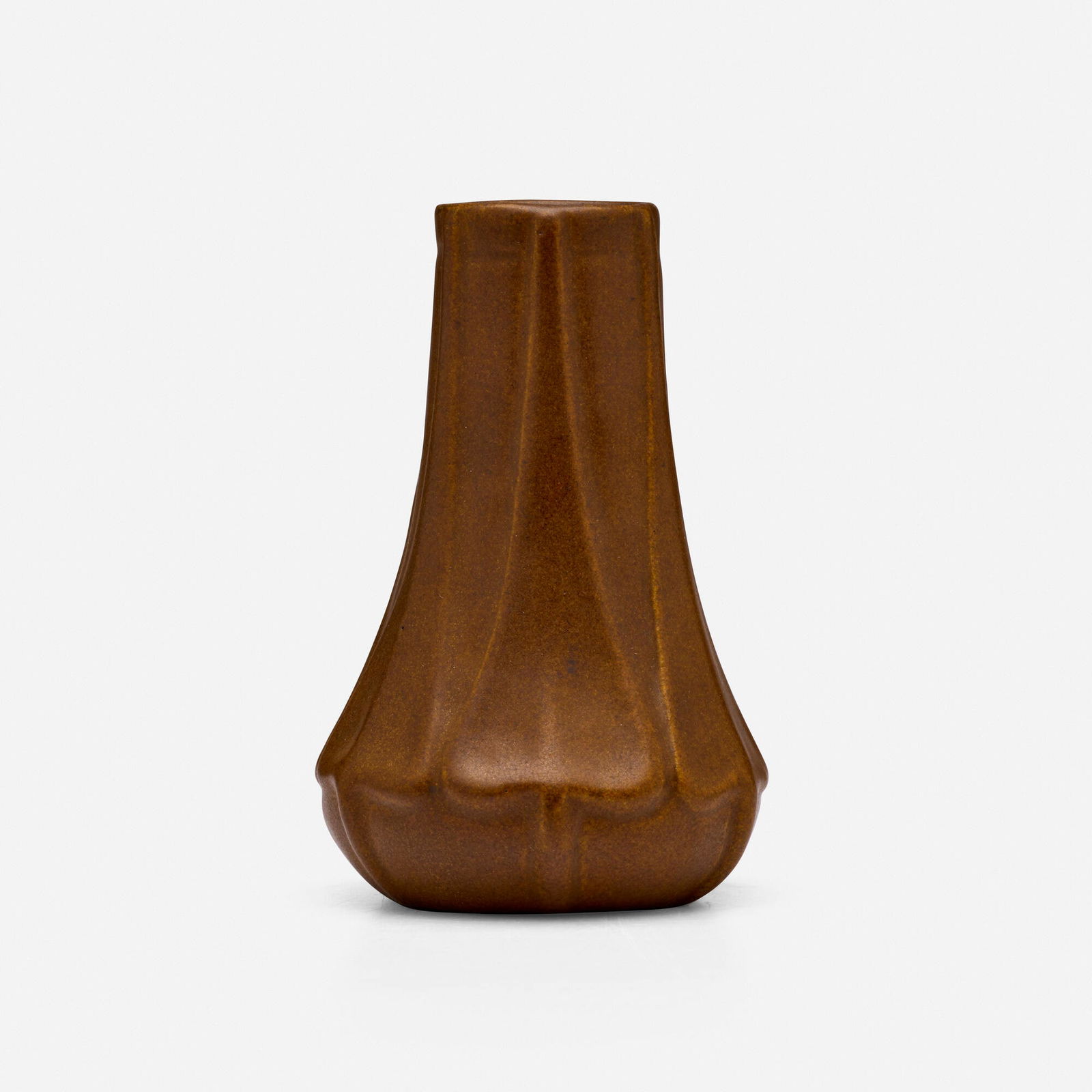 Van Briggle Pottery, Vase with leaves: Van Briggle Pottery Vase with leaves USA, 1914glazed earthenware 5.25 h x 3 dia in (13 x 8 cm) Incised manufacturer's mark, date and number to underside 'AA III 1914'. This